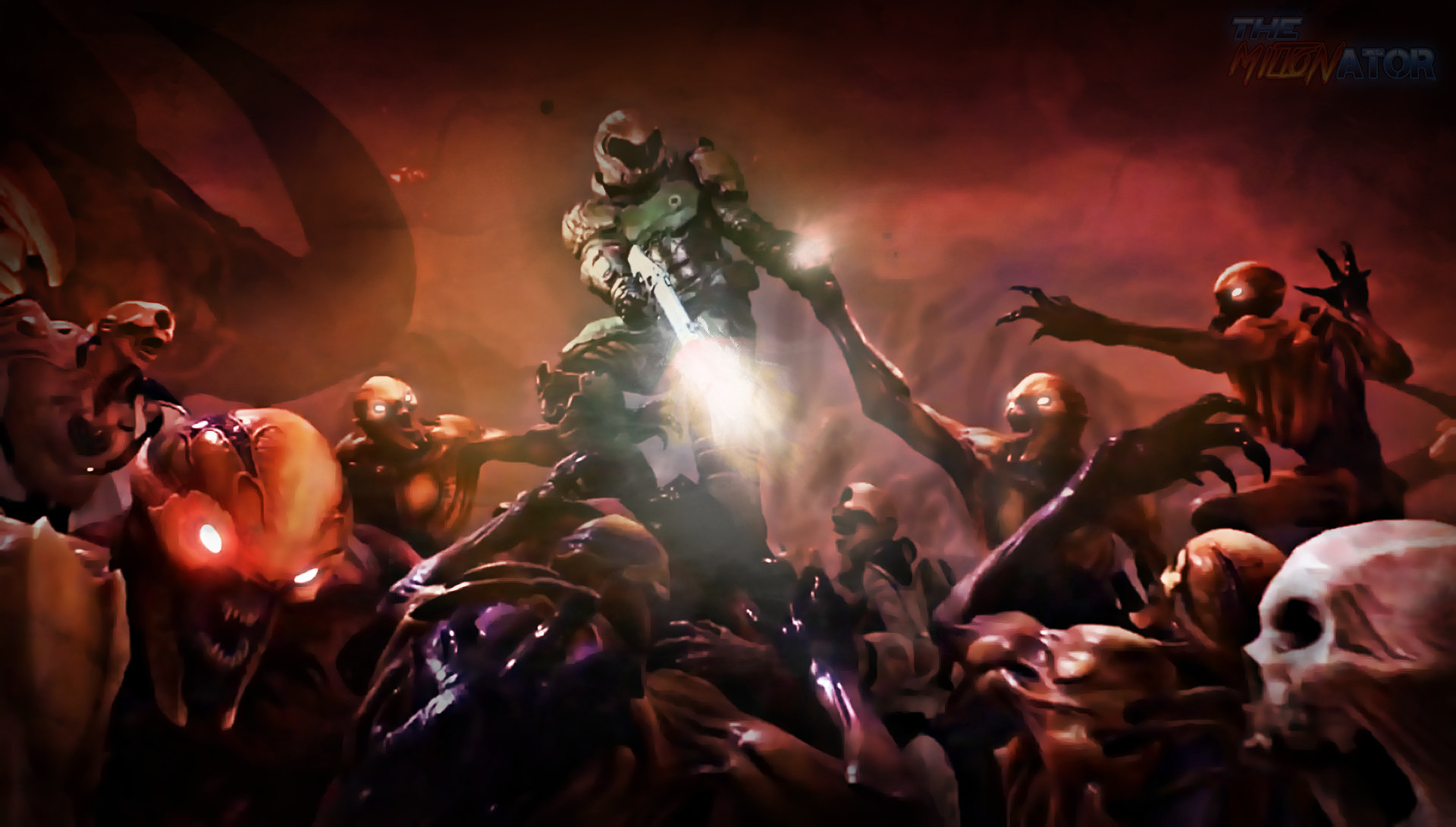 Doom Slayer, Doom (2016), Orda di demoni, Teschi, Full HD, sfondo desktop
