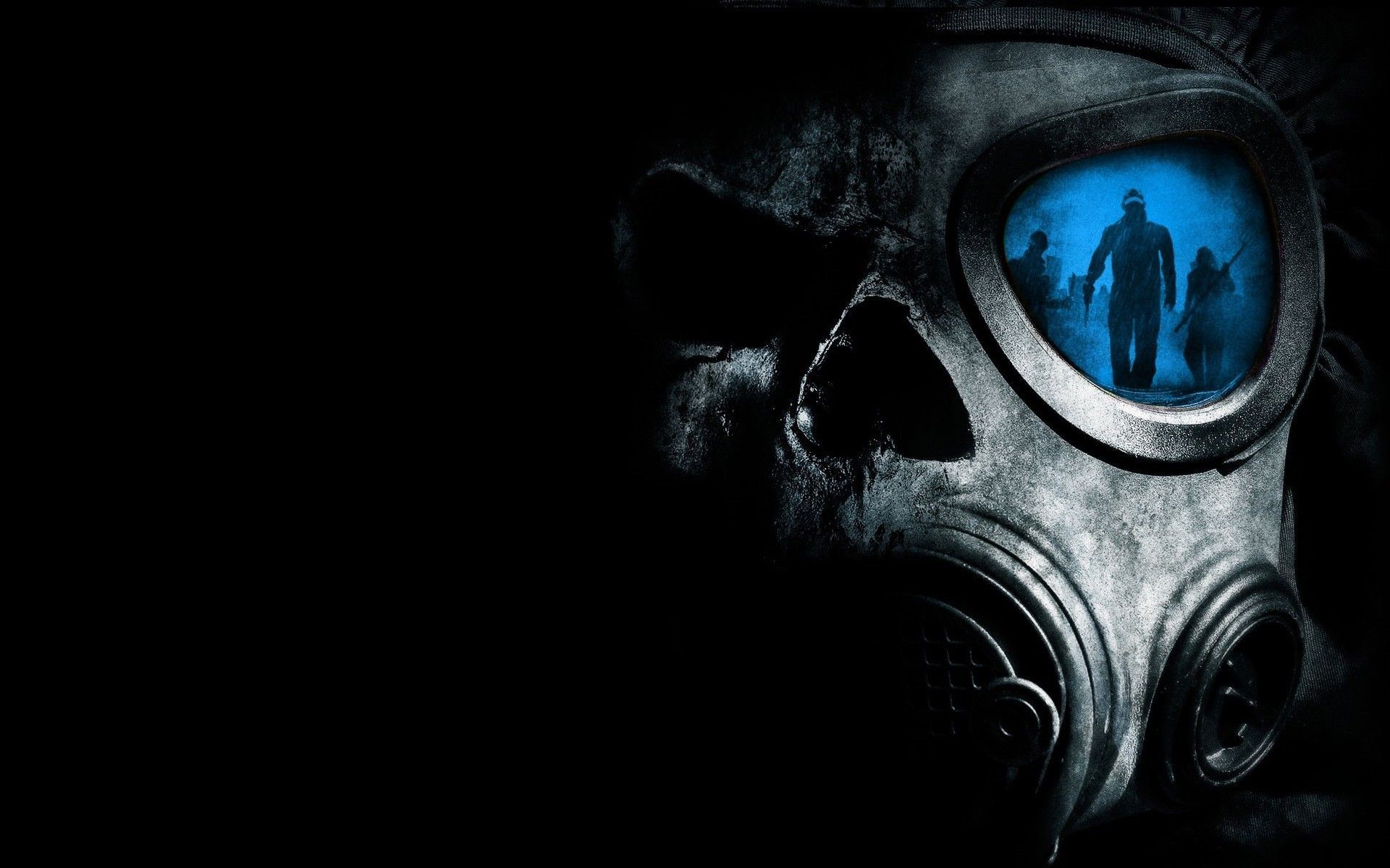 Metro 2033, Maschera antigas, Riflesso, Sfondo nero, wallpaper PC