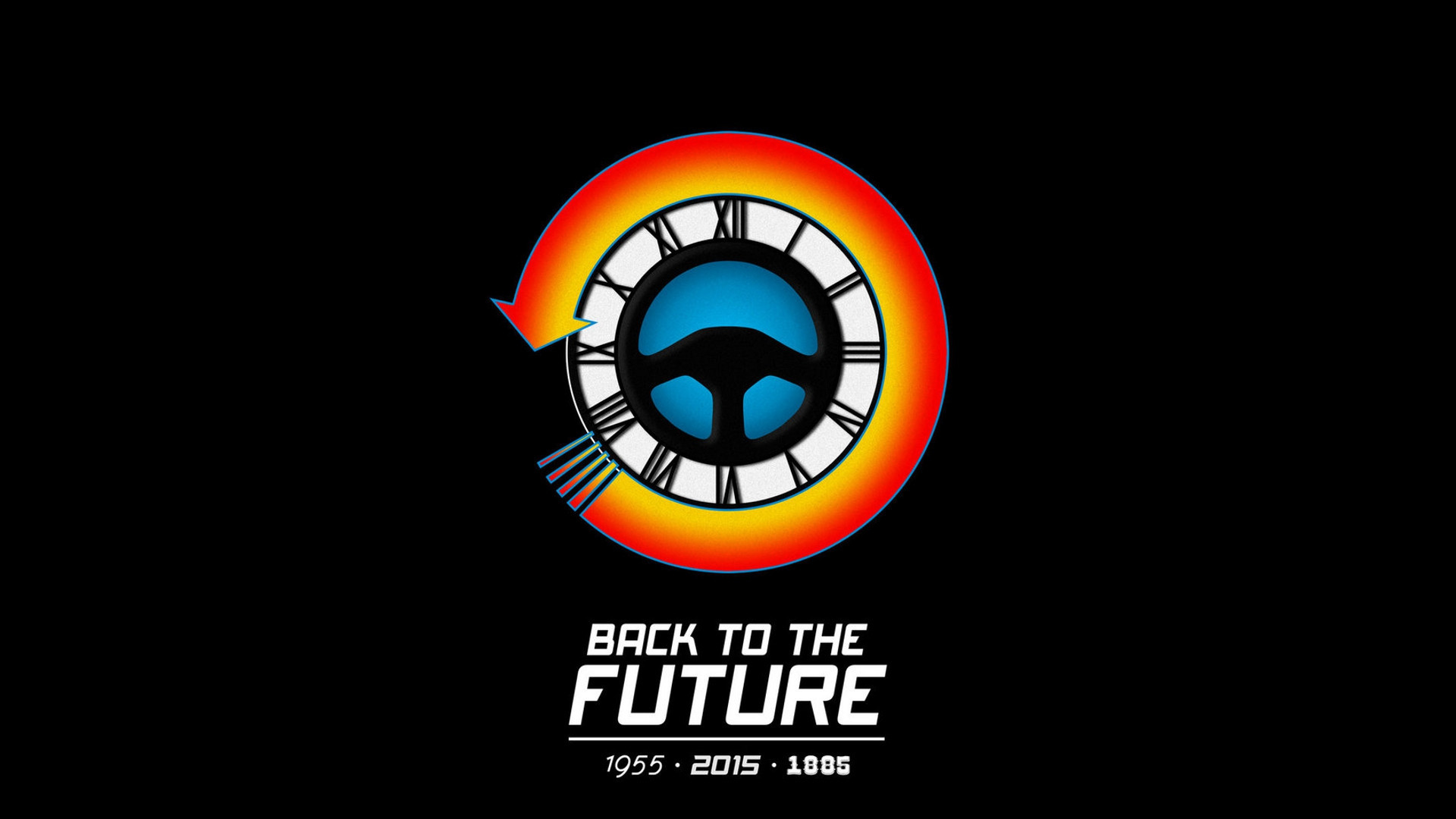 Ritorno al futuro, Logo, Orologio, Sfondo nero, Full HD, wallpaper per portatile