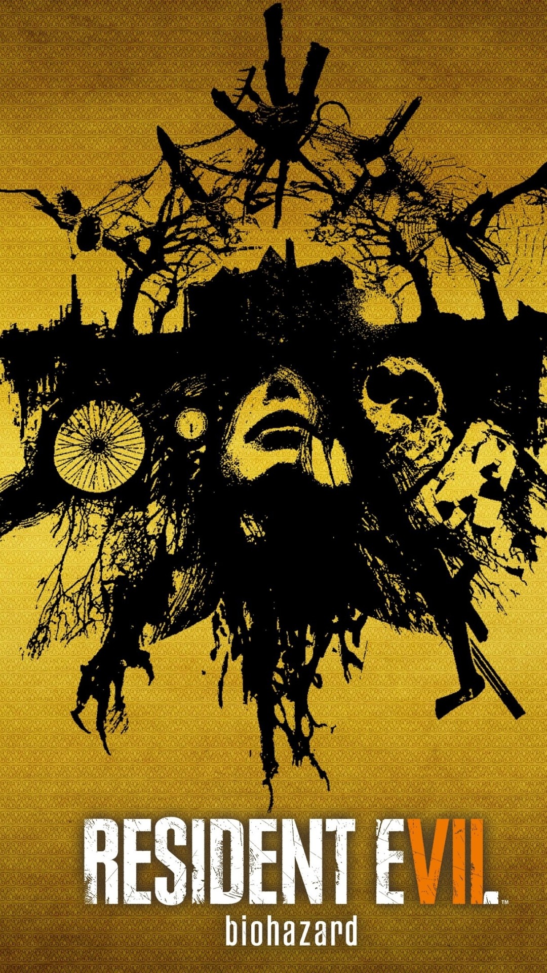 Resident Evil 7: Biohazard, Locandina, Giallo, Silhouette, Horror, sfondo schermata Home