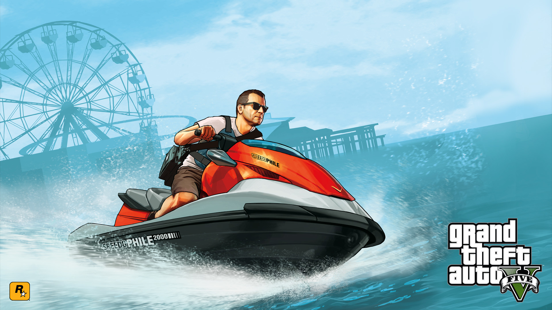 Grand Theft Auto V, Moto d'acqua, Del Perro Pier, Mare, Full HD, sfondo per PC