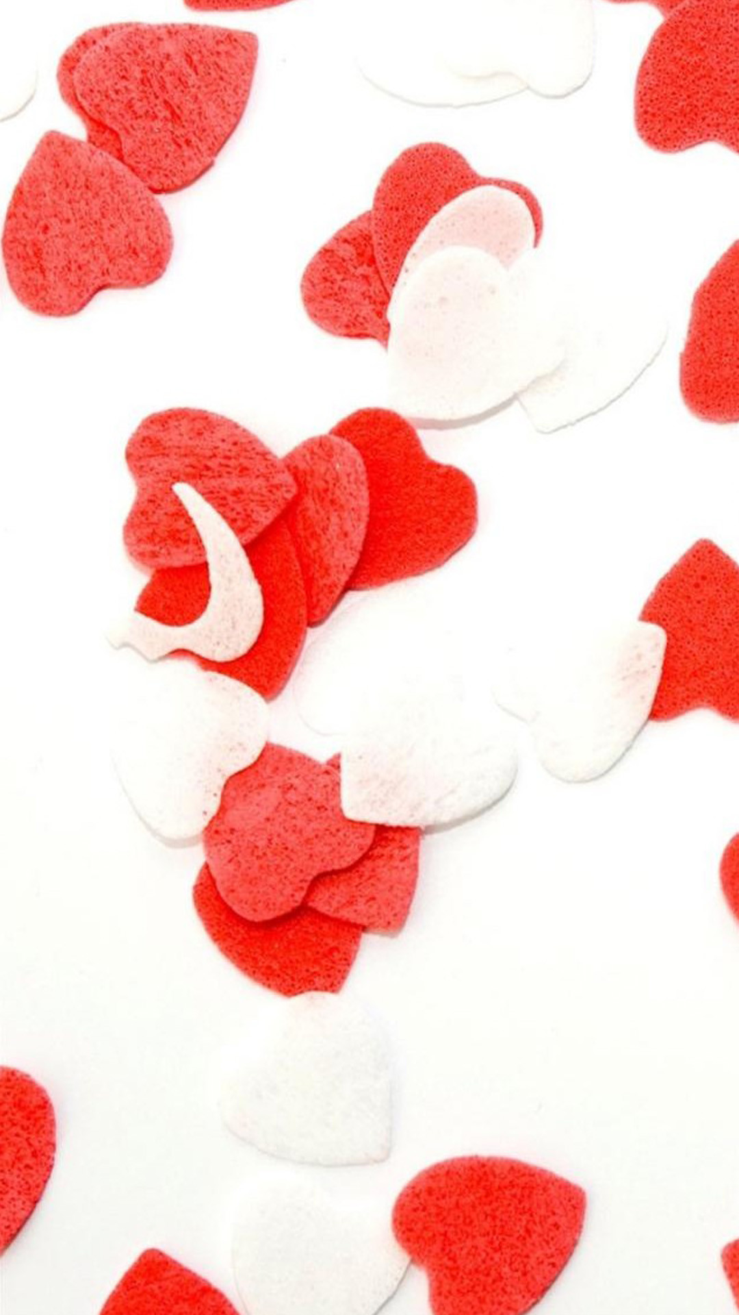 Cuori di feltro, Rosso e bianco, Full HD, sfondo per iPhone e Android