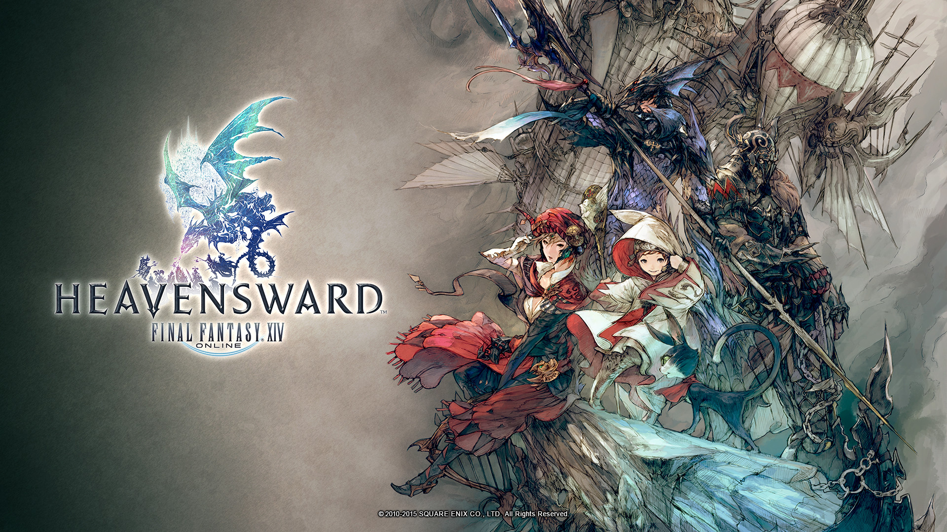 Final Fantasy XIV: Heavensward, Logo, Drago, Illustrazione, 16:9 Full HD, sfondo widescreen