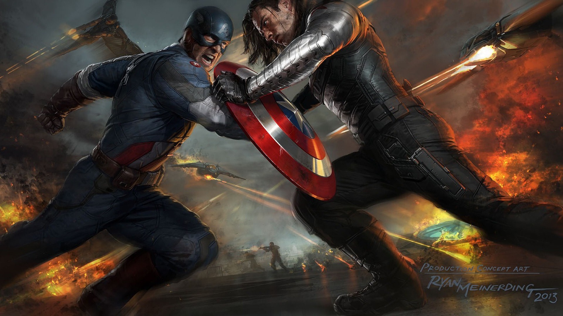 Captain America: The Winter Soldier, Capitan America, Soldato d'Inverno, Bucky Barnes, Concept art, sfondo 1080p