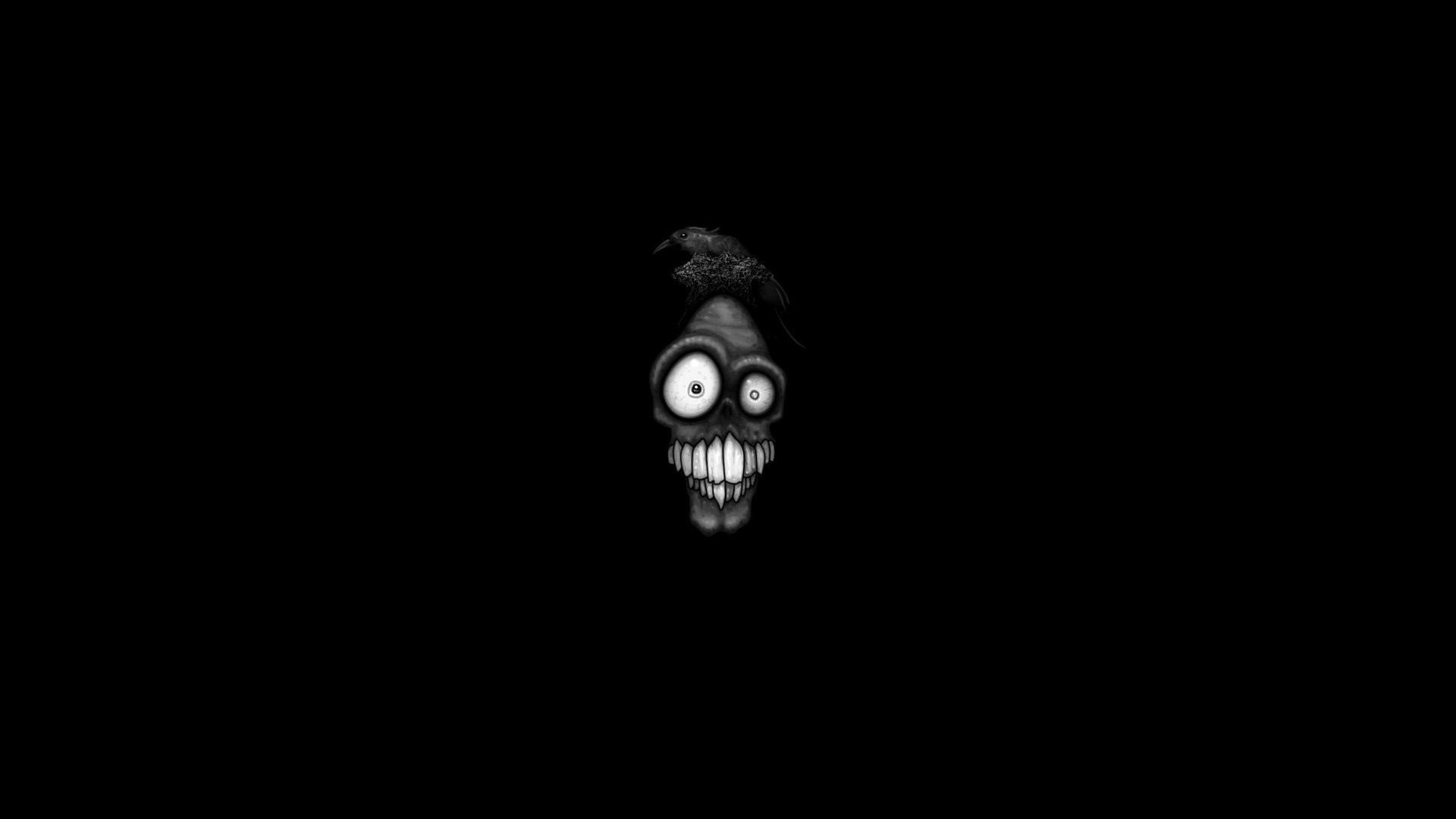 Faccia spaventata, Cartoon, Sfondo nero, 1920x1080, wallpaper desktop