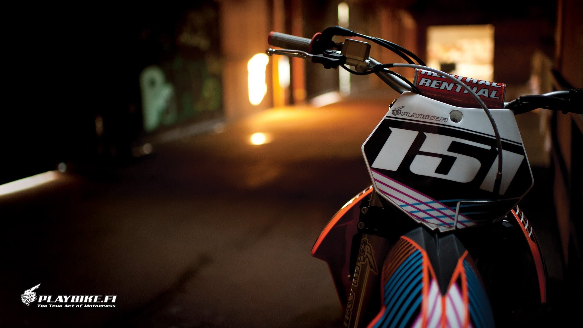 KTM, Moto da cross, Numero 15, Notte, Full HD, sfondo Windows 11