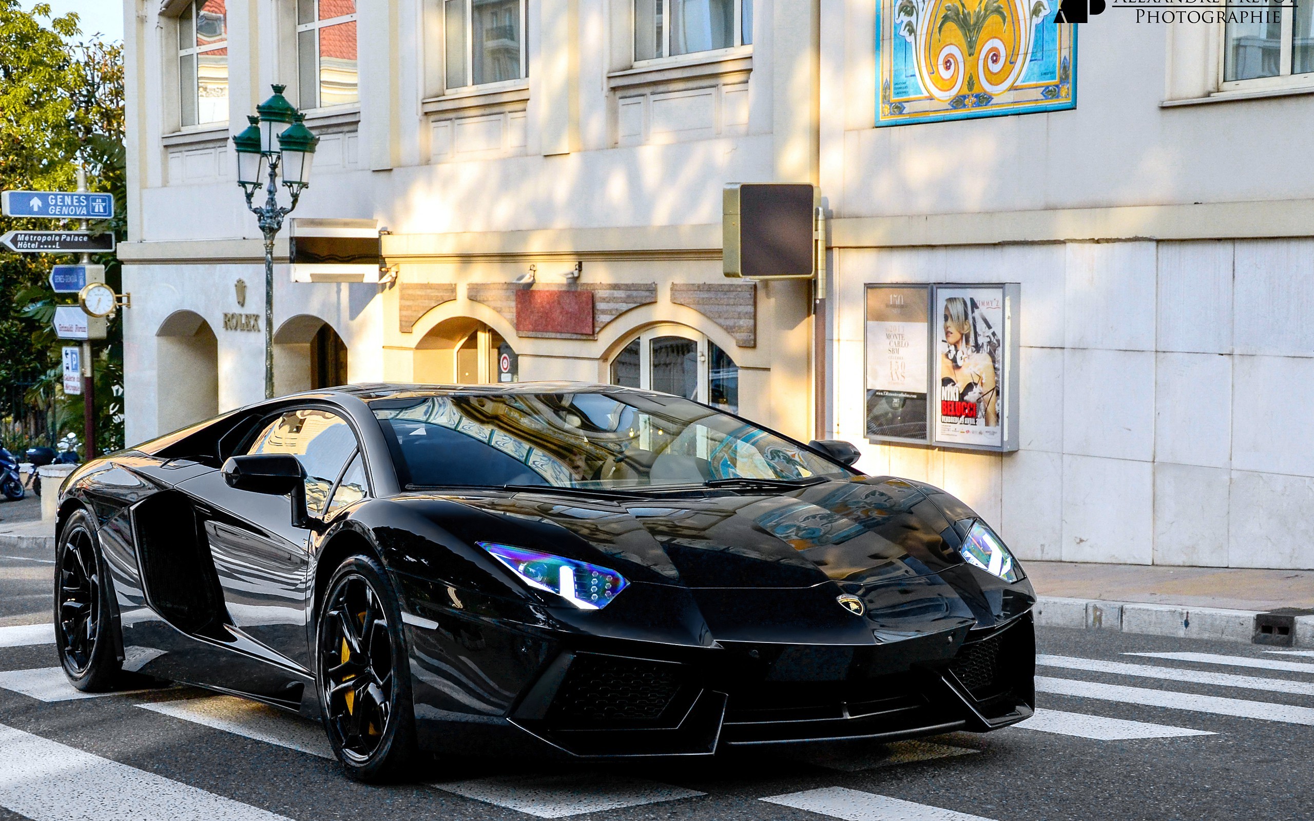 Lamborghini Aventador, Nero, Strada cittadina, Supercar, 2K, sfondo desktop