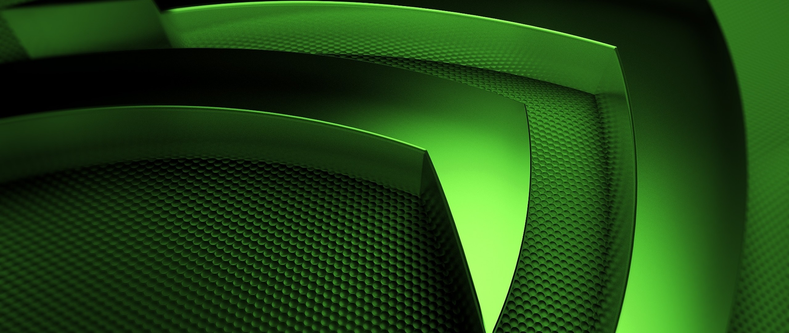 Nvidia, Logo Nvidia, Primo piano, Verde, Rendering 3D, 2560x1080, sfondo per PC