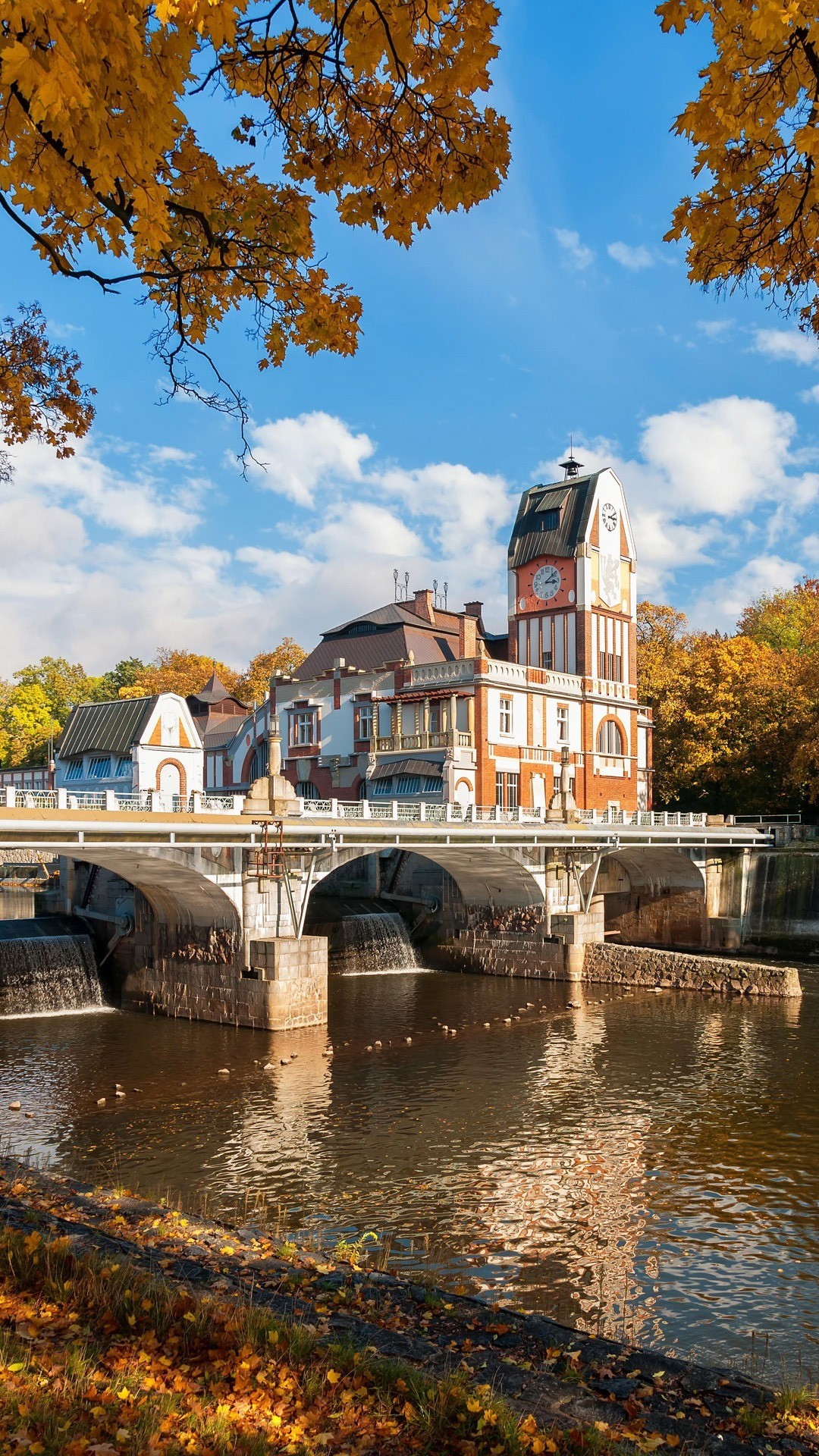 Ponte, Edificio storico, Fiume, Autunno, schermata Home Huawei