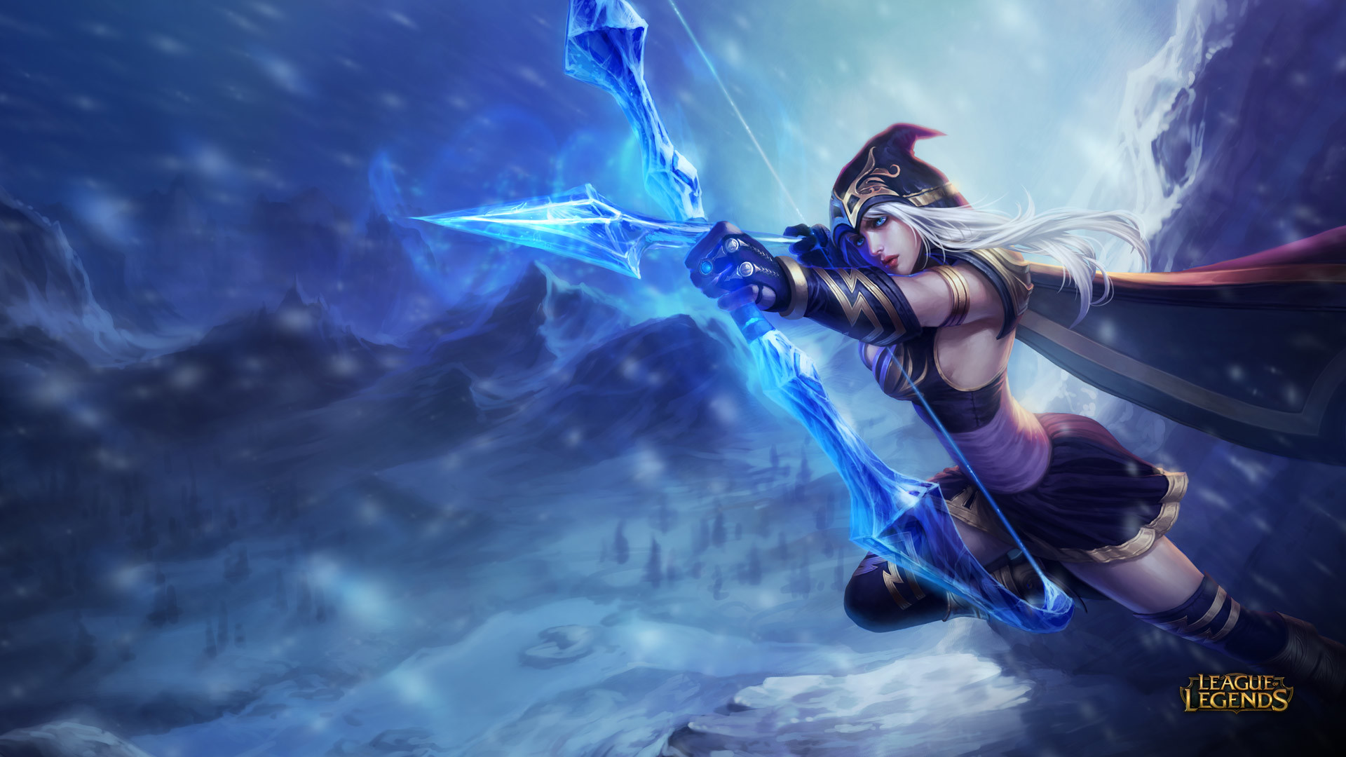 Ashe, League of Legends, Arco, Neve, Full HD, sfondo Windows 11