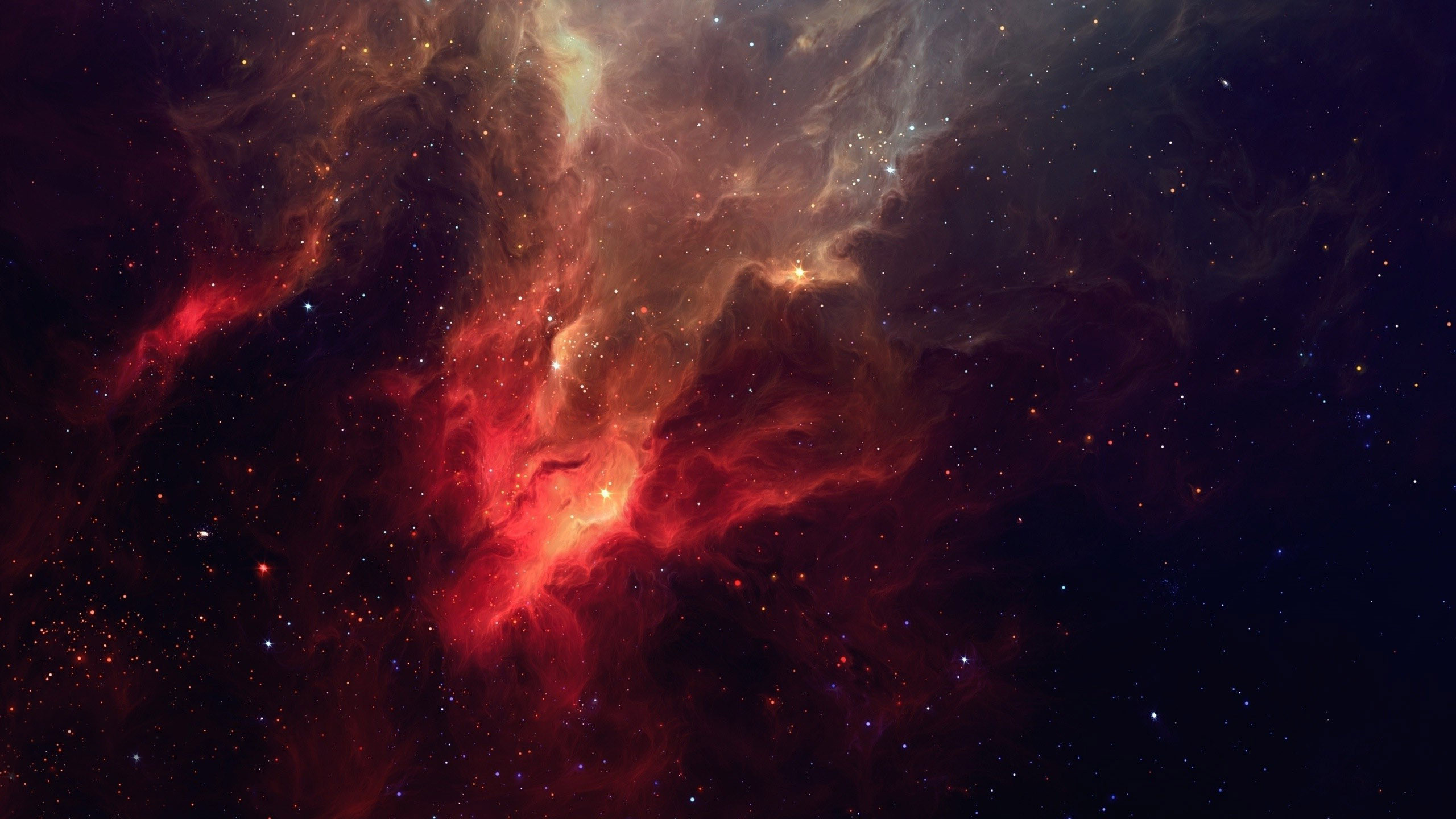 Nebulosa, Rosso, Stelle, 16:9 2K, sfondo widescreen