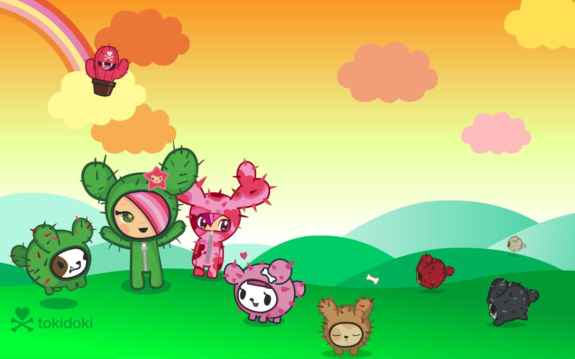 Tokidoki, Cactus Friends, Arcobaleno, Nuvole, Kawaii, 1920x1200, immagine di sfondo