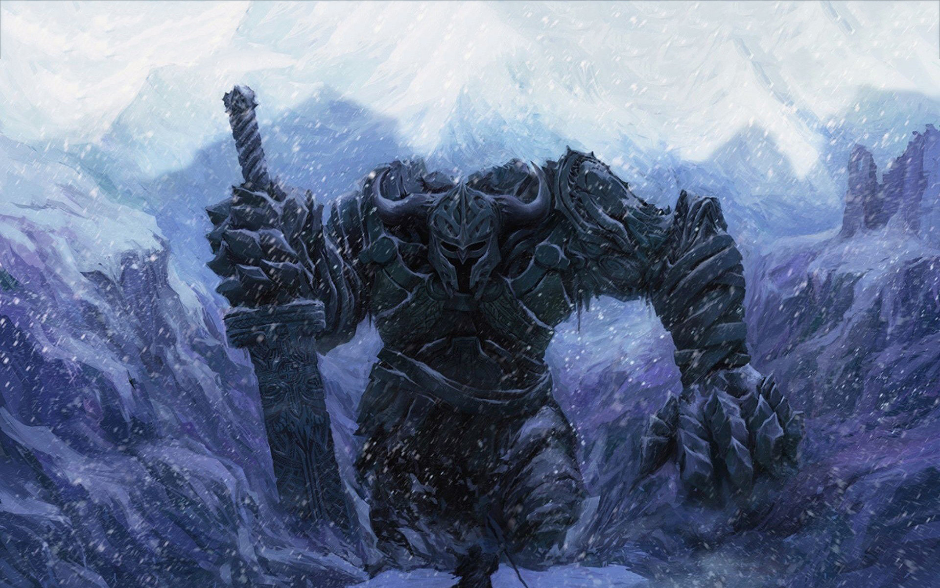 Golem, Montagne innevate, Fantasy, 1920x1200, immagine di sfondo