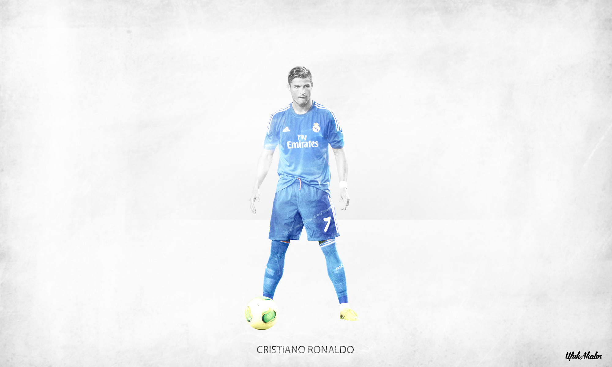 Cristiano Ronaldo, Real Madrid, Maglia blu, Sfondo bianco, Full HD, wallpaper per PC