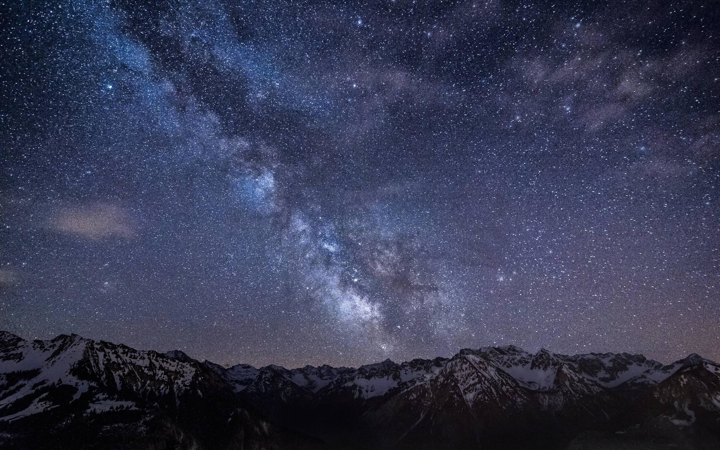 Via Lattea, Catena montuosa, Cielo stellato, Notte, Full HD, sfondo per PC e portatile