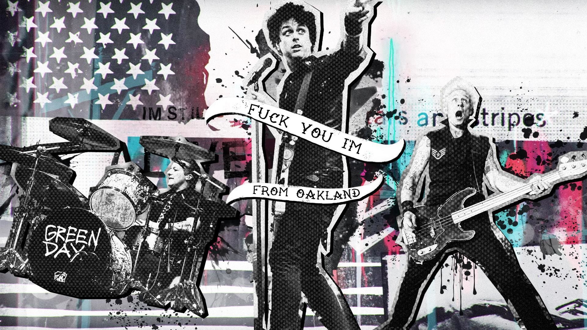Green Day, Billie Joe Armstrong, Collage, Bandiera americana, Full HD, sfondo per PC