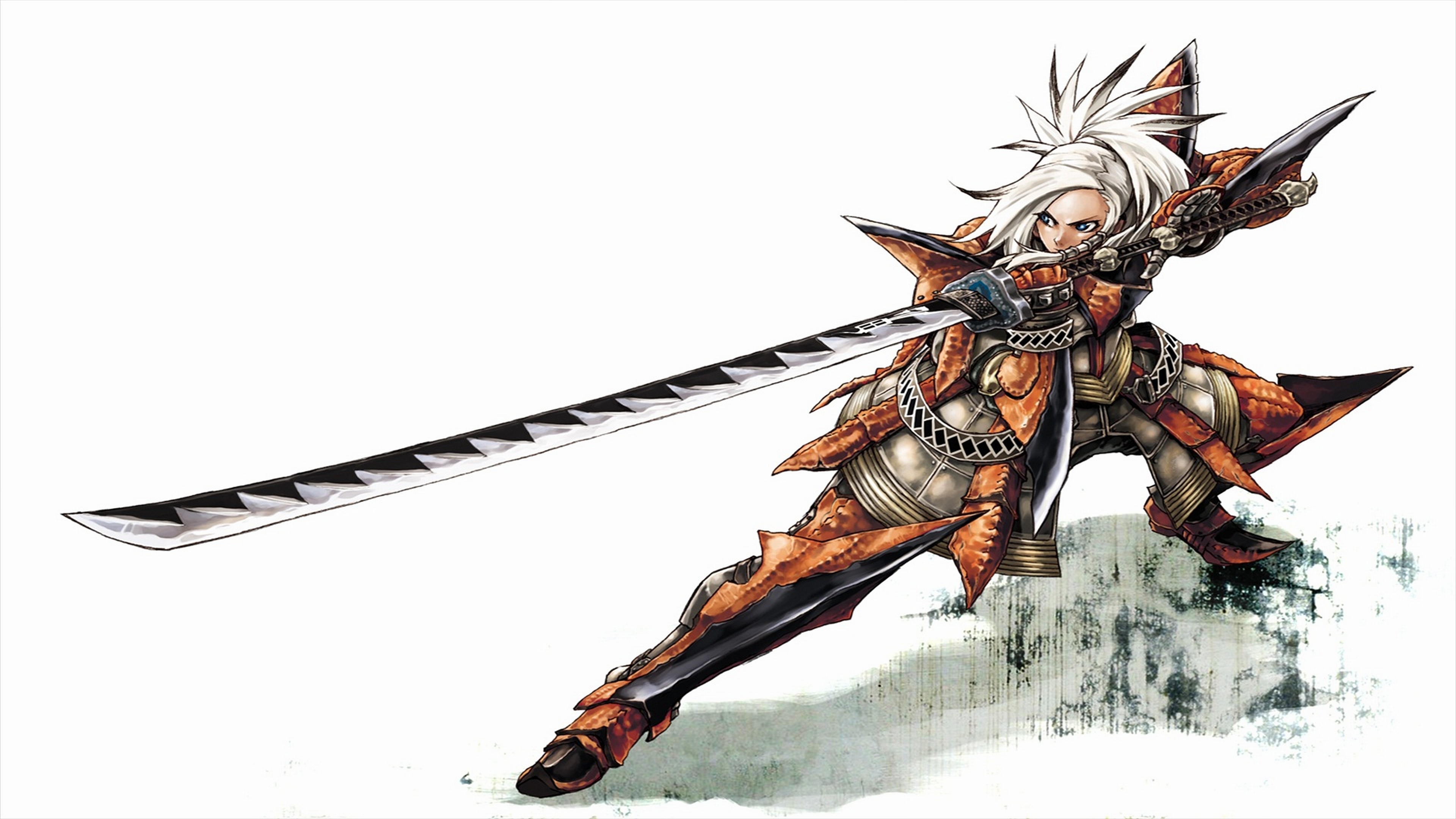 Monster Hunter, Cacciatore, Spadone, Sfondo bianco, 3840x2160, wallpaper desktop