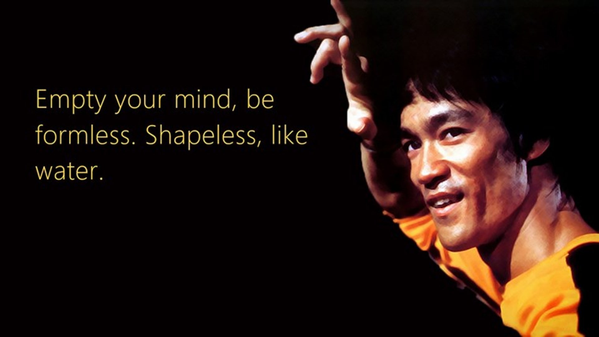 Bruce Lee, Be Water, Citazione, Tuta gialla, Full HD, sfondo per PC