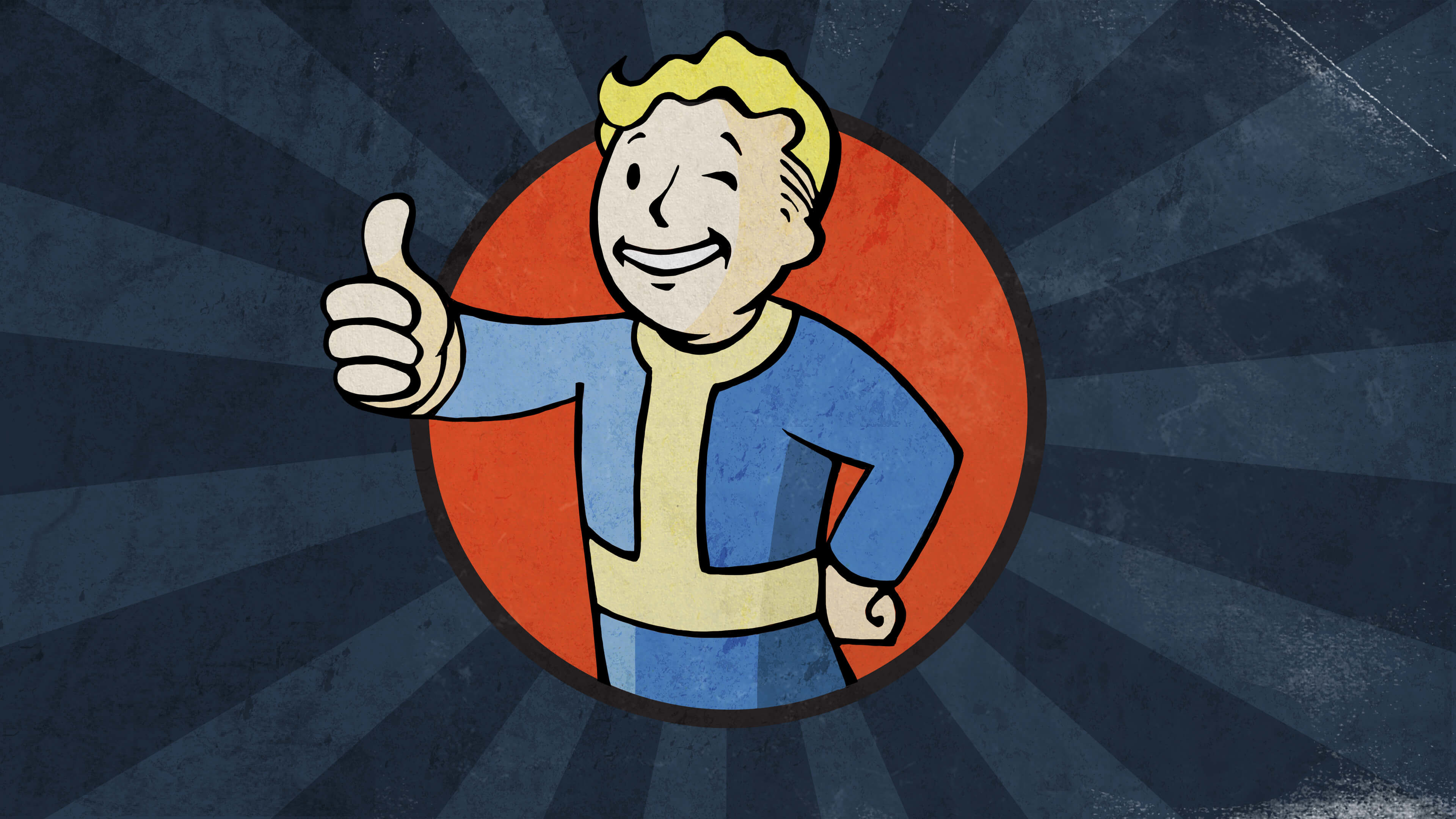 Vault Boy, Fallout, Pollice in su, Raggi, Retrò, 16:9 4K, sfondo widescreen
