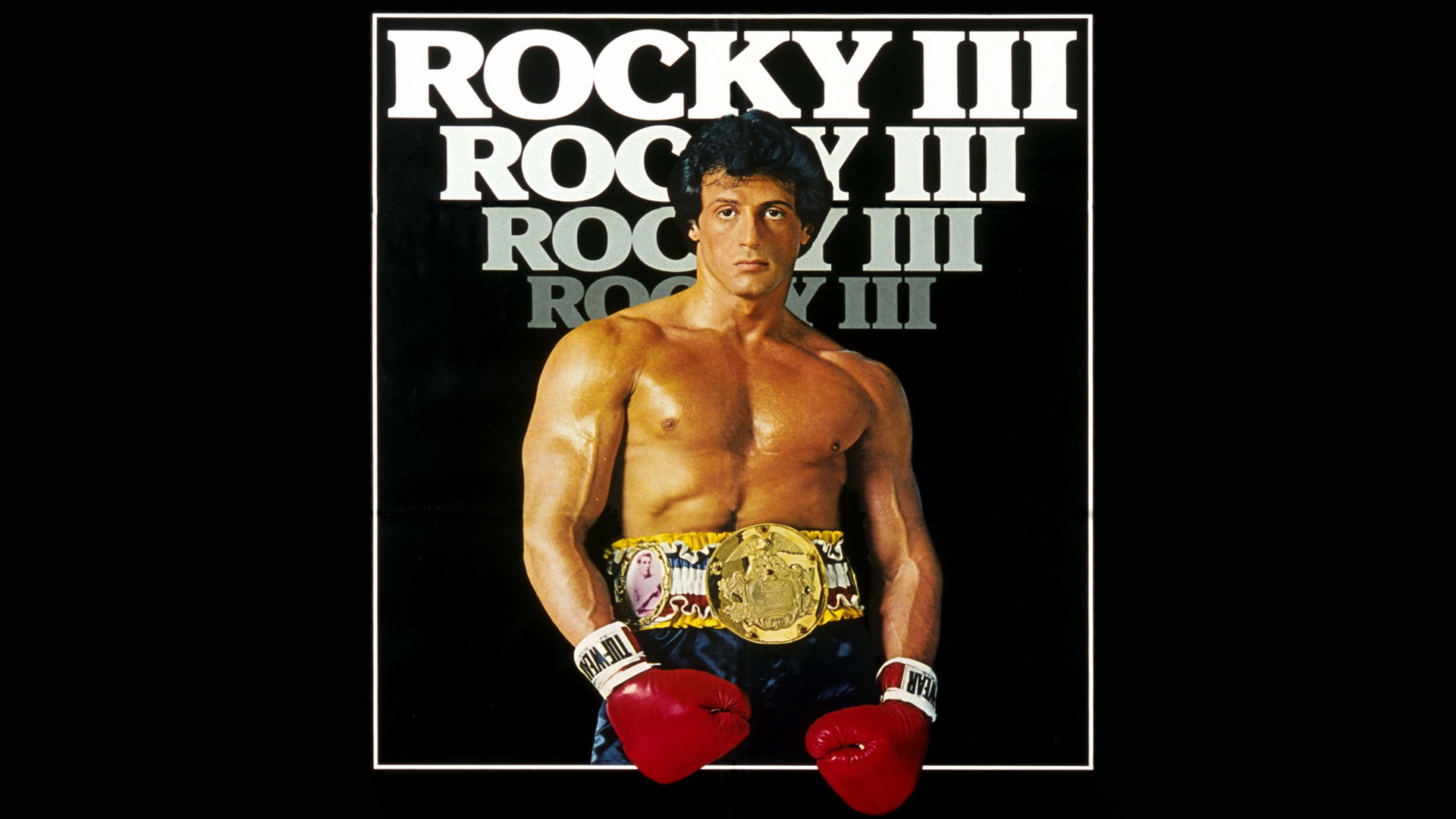 Rocky III, Rocky Balboa, Sylvester Stallone, Cintura da campione, Locandina, sfondo 1080p