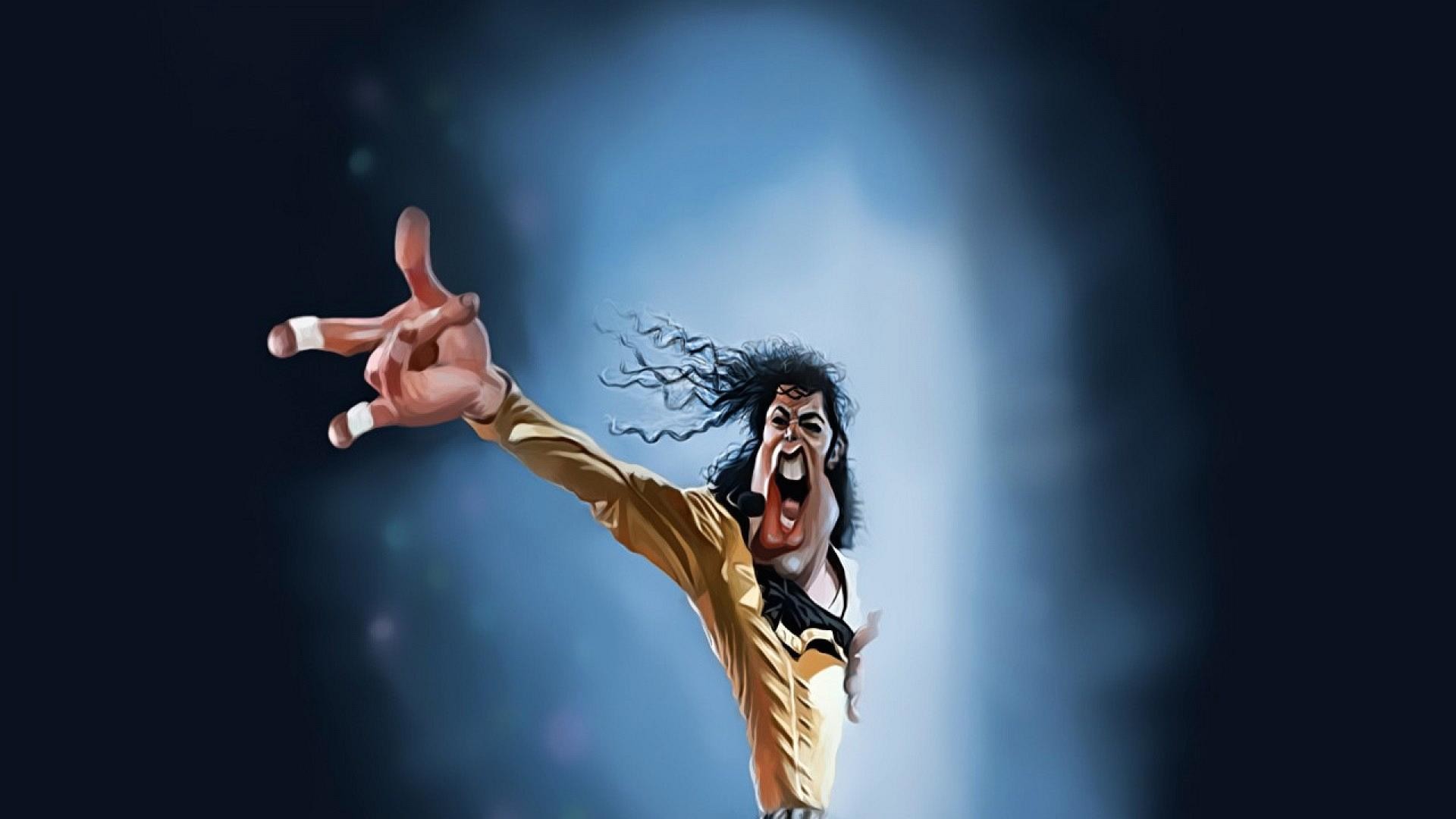 Michael Jackson, Caricatura, Arte digitale, Giacca dorata, Full HD, sfondo Windows 11