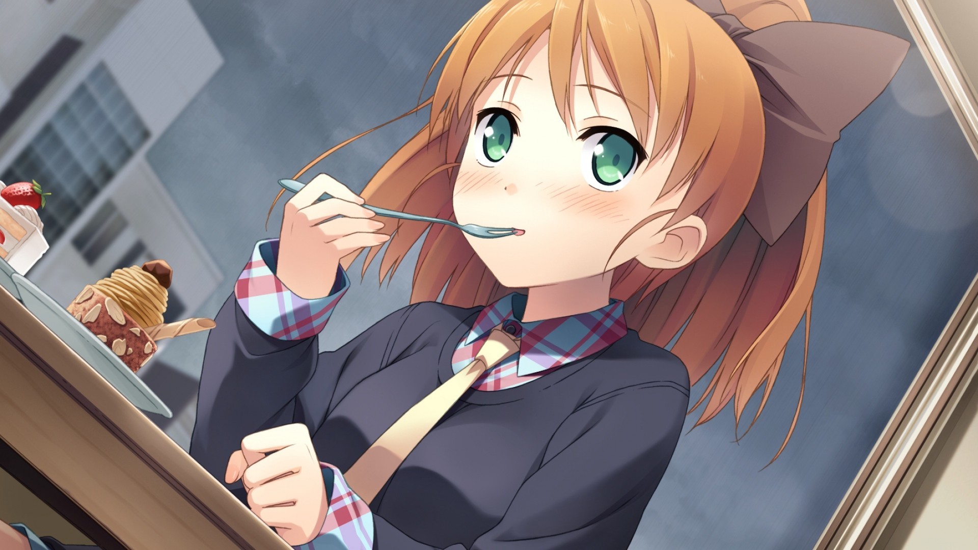 Studentessa, Uniforme scolastica, Anime, Merenda, Full HD, sfondo per PC e portatile