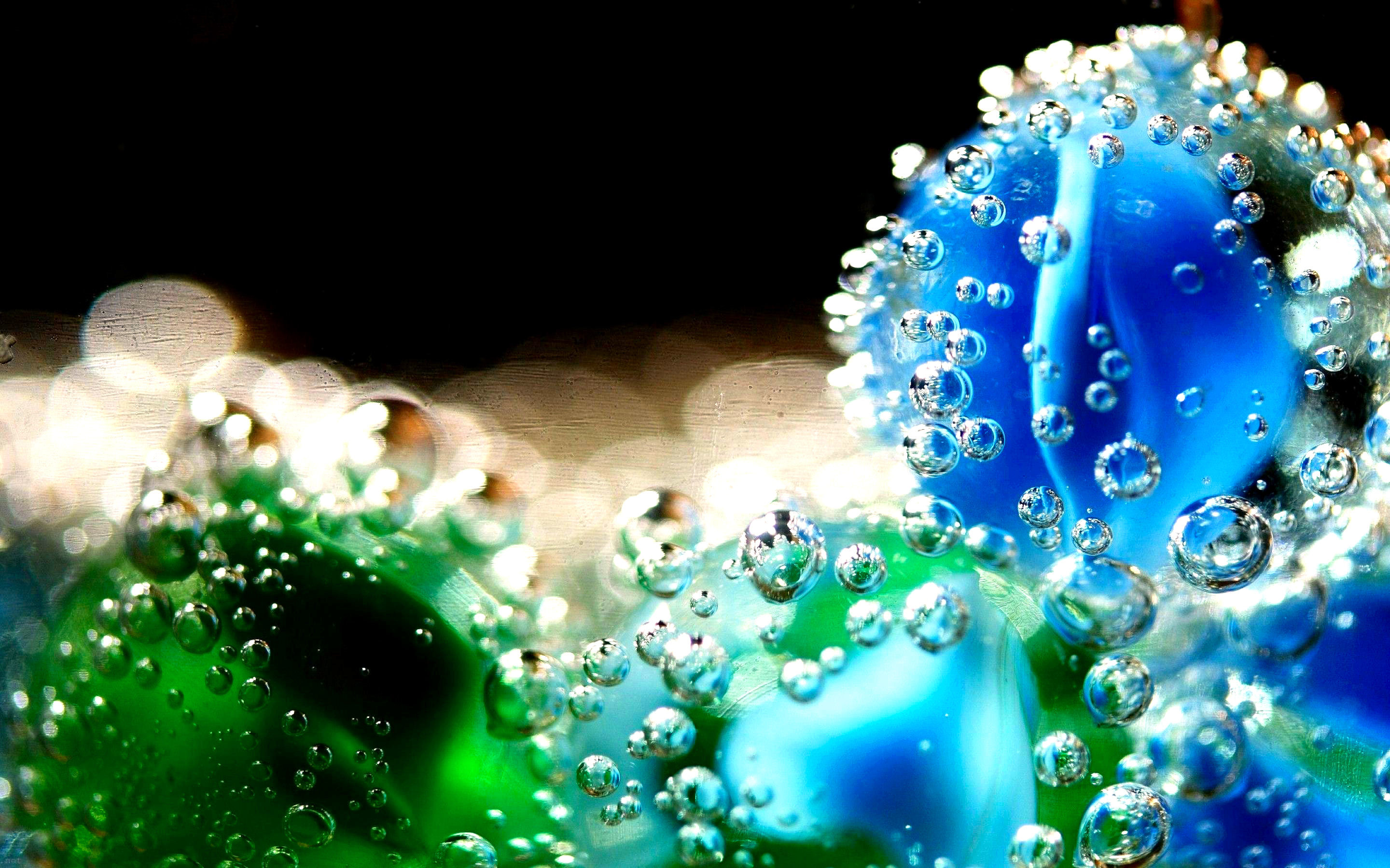 Bolle, Biglie di vetro, Macro, Blu e verde, 2880x1800, sfondo per PC