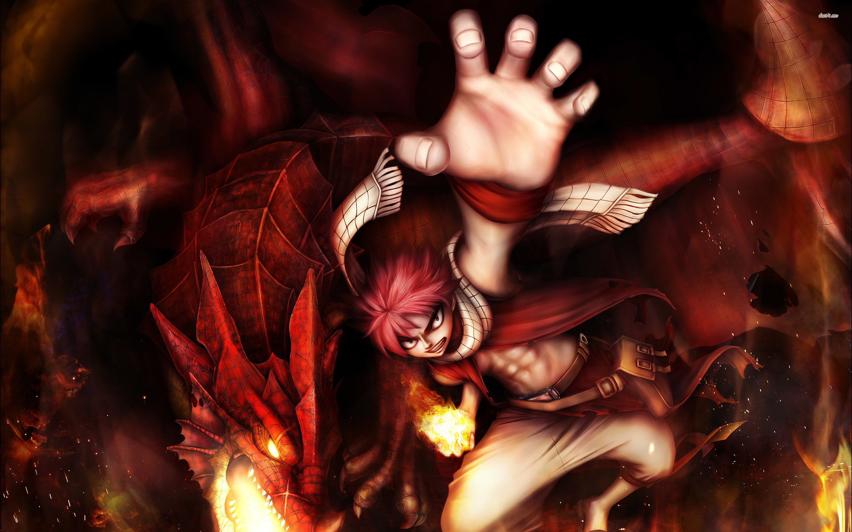 Natsu Dragneel, Fairy Tail, Drago, Rosso, 2K, sfondo per portatile