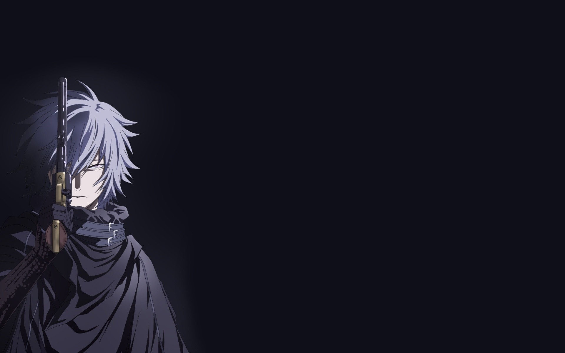 Ragazzo anime, Pistola, Mantello, Sfondo scuro, 1920x1200, wallpaper desktop