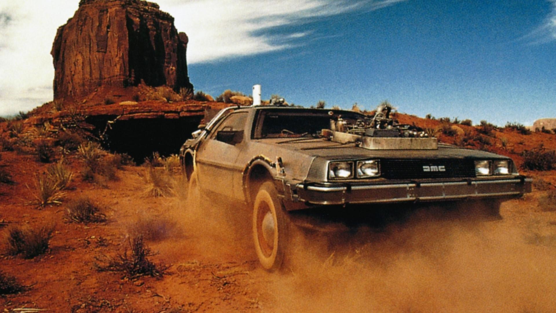 DeLorean DMC-12, Ritorno al futuro - Parte III, Monument Valley, Deserto, sfondo 16:9 Full HD