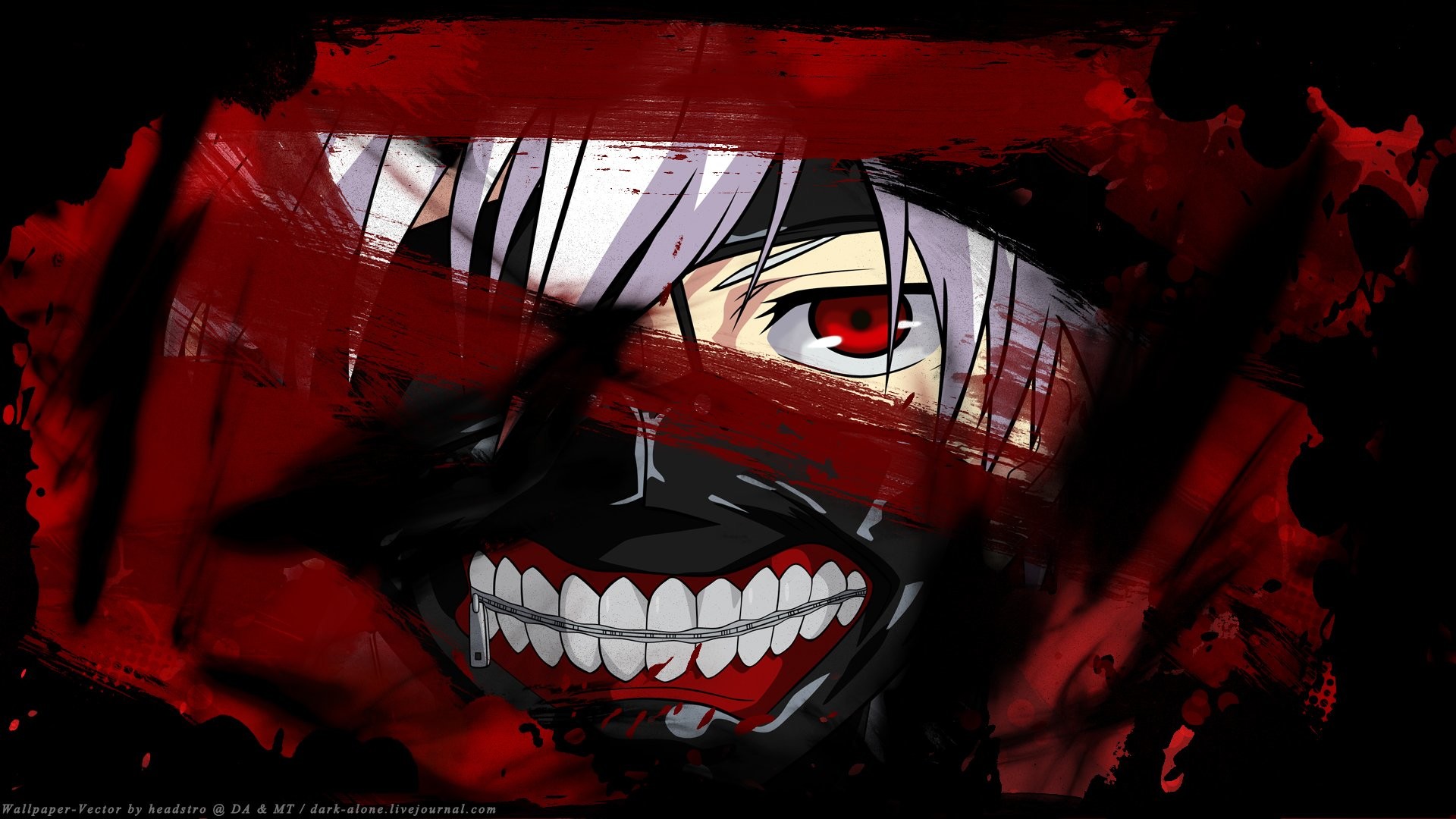 Ken Kaneki, Tokyo Ghoul, Maschera, Occhio rosso, Primo piano, Full HD 1080p, sfondo desktop