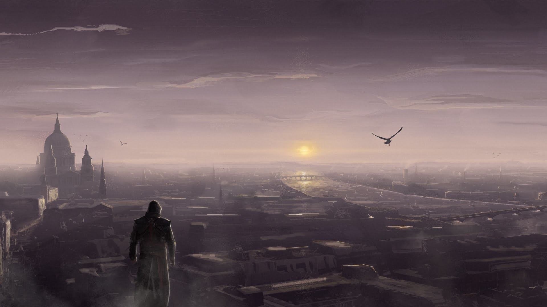 Assassin's Creed Syndicate, Londra, Cattedrale di San Paolo, Alba, Nebbia, sfondo 16:9 Full HD