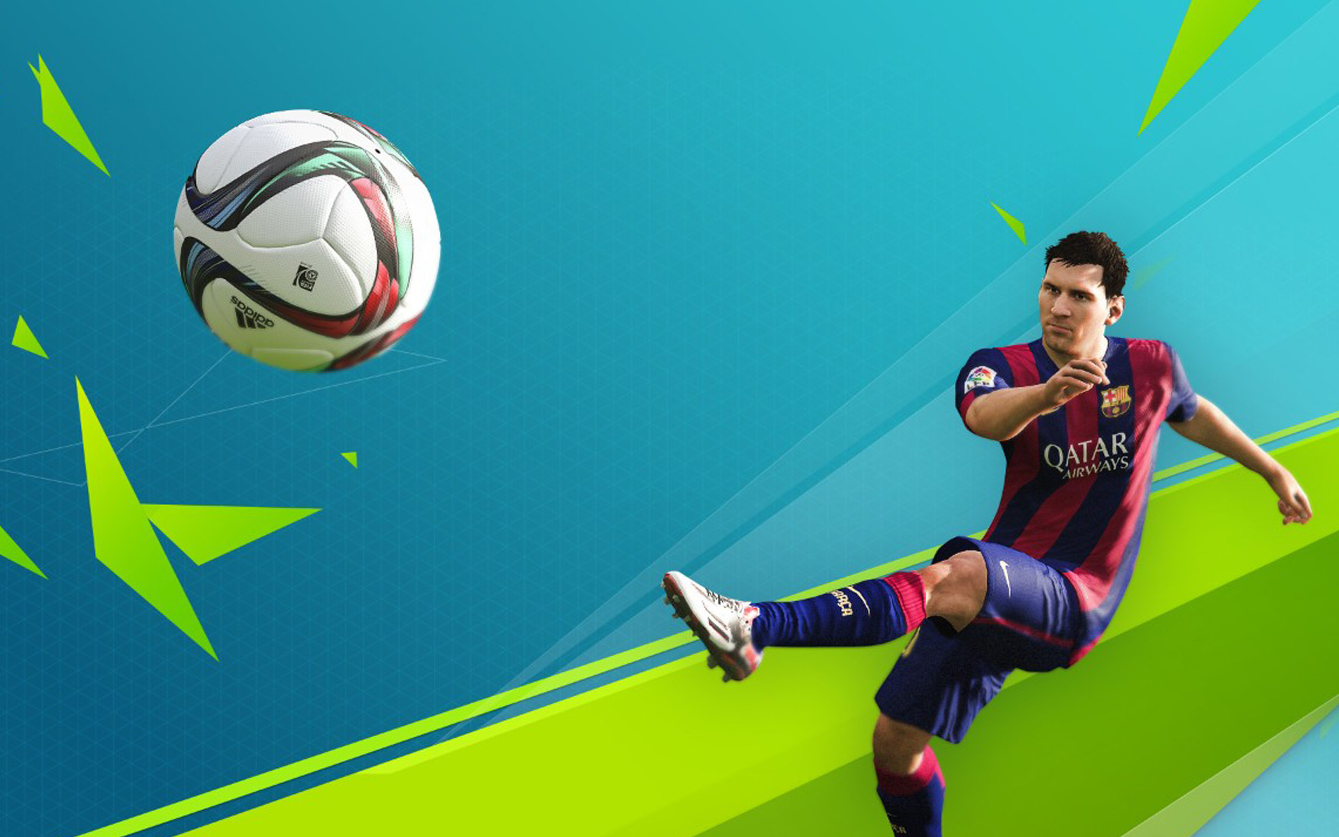 Lionel Messi, FIFA 16, FC Barcelona, Pallone, Tiro al volo, 1920x1200, wallpaper desktop