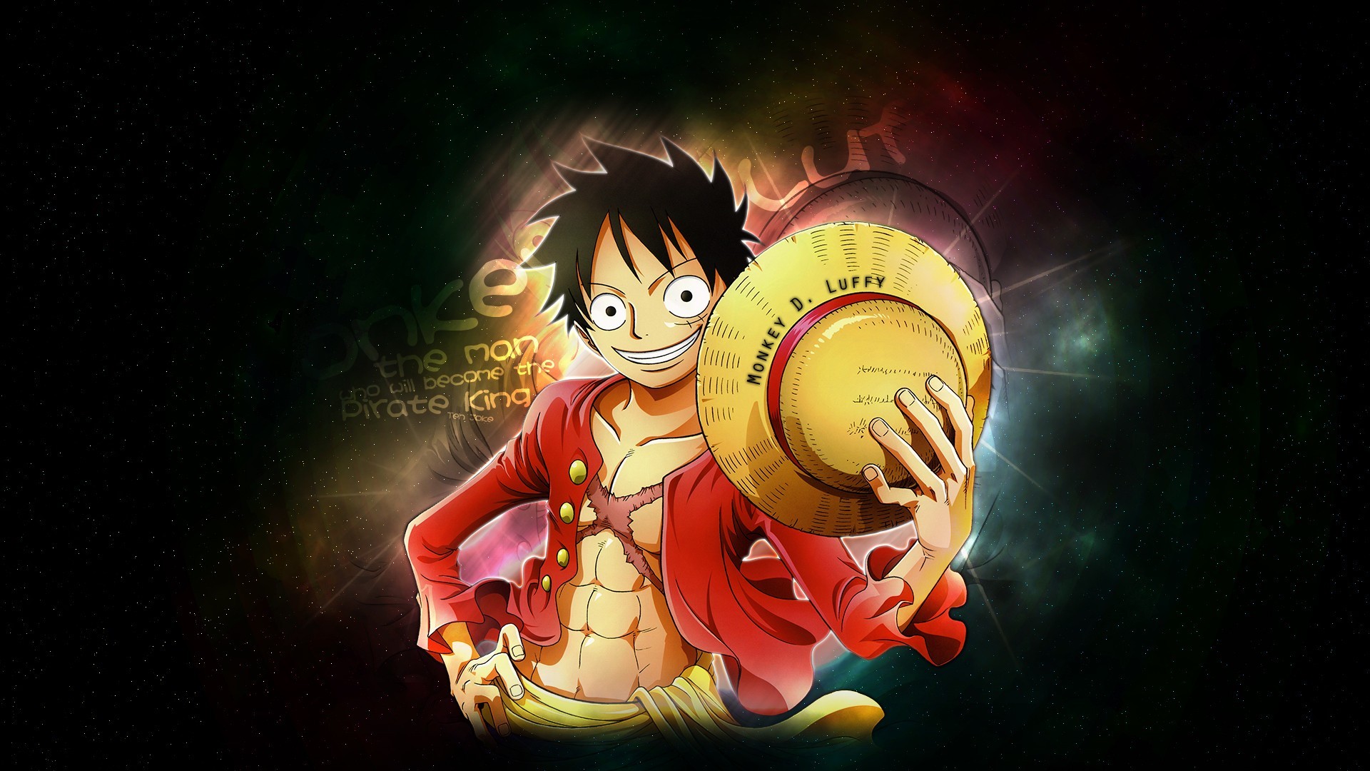 Monkey D. Luffy, One Piece, Cappello di paglia, Sorriso, Anime, Full HD, sfondo per portatile