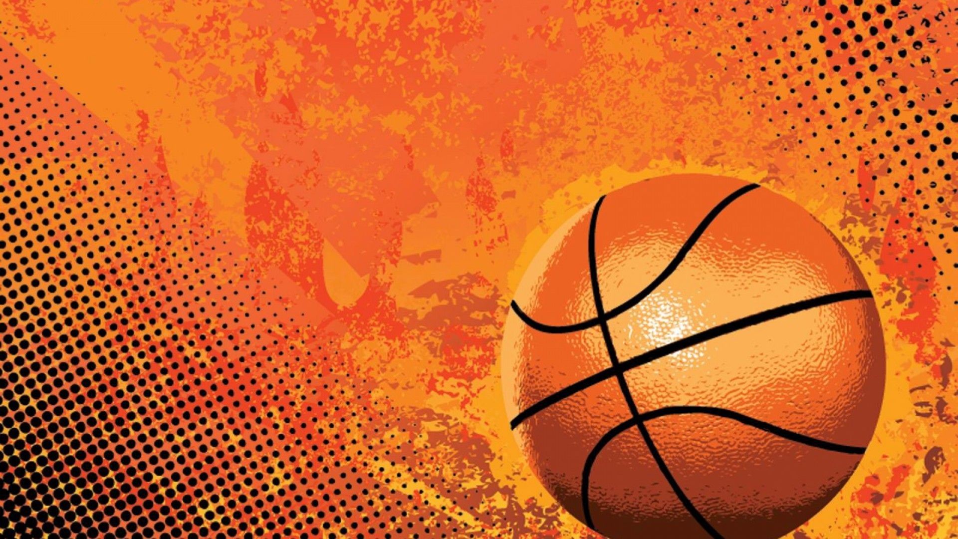 Pallone da basket, Grunge, Arancione, Illustrazione, Full HD, sfondo per portatile