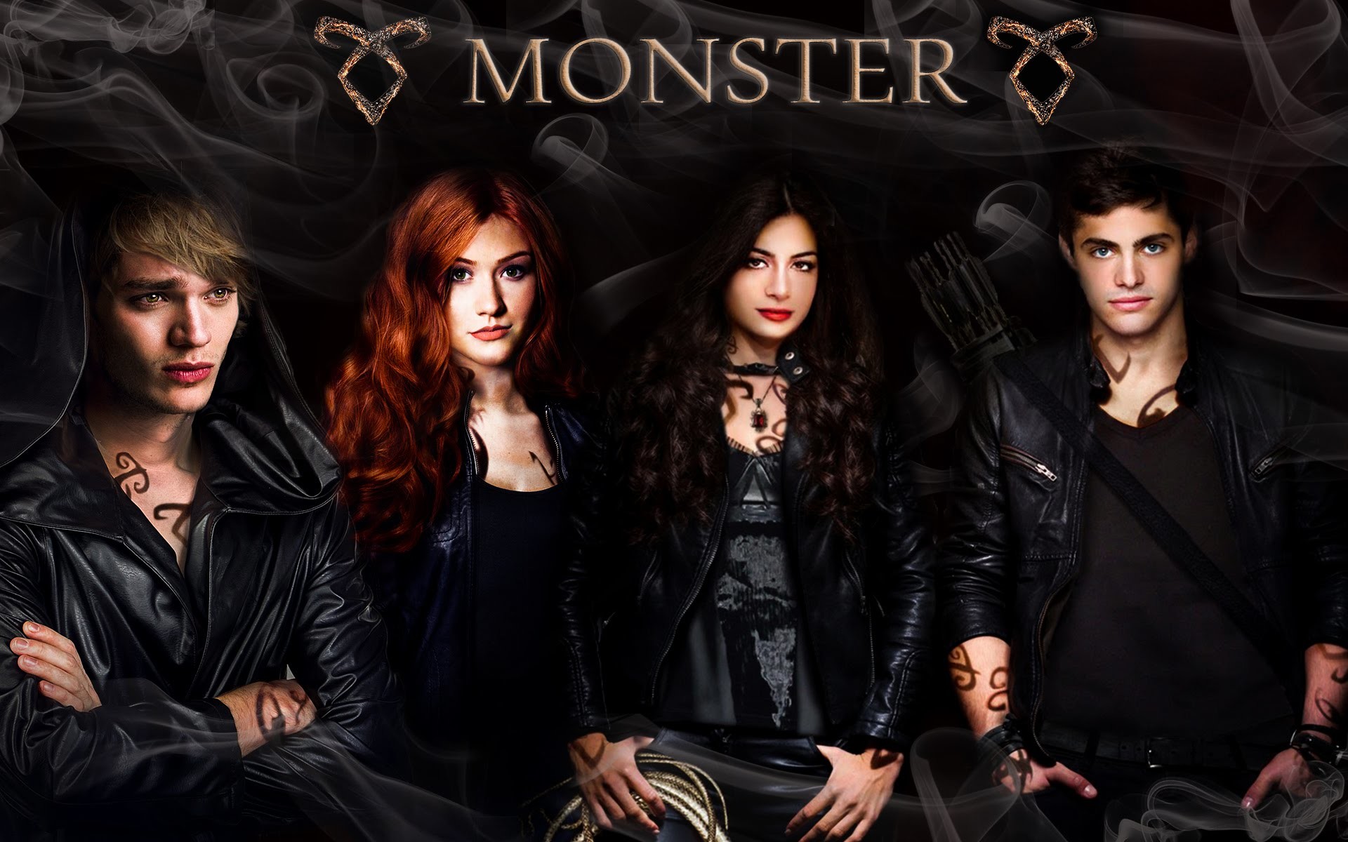 Shadowhunters, Dominic Sherwood, Katherine McNamara, Emeraude Toubia, Matthew Daddario, Monster, Rune, sfondo desktop