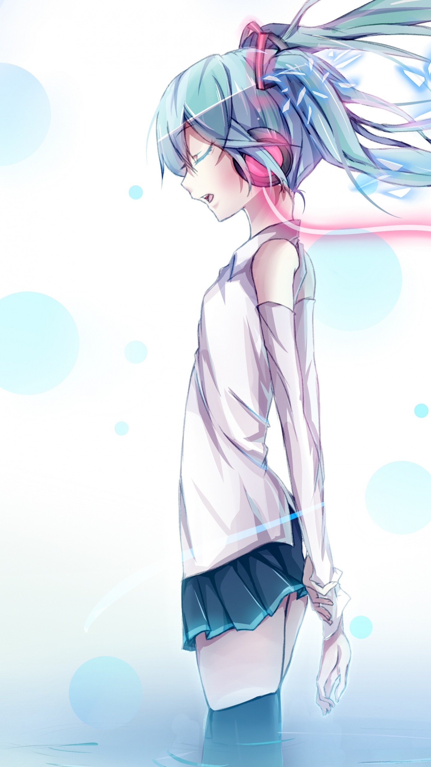 Hatsune Miku, Vocaloid, Azzurro, Anime, QHD+, sfondo per iPhone e Android