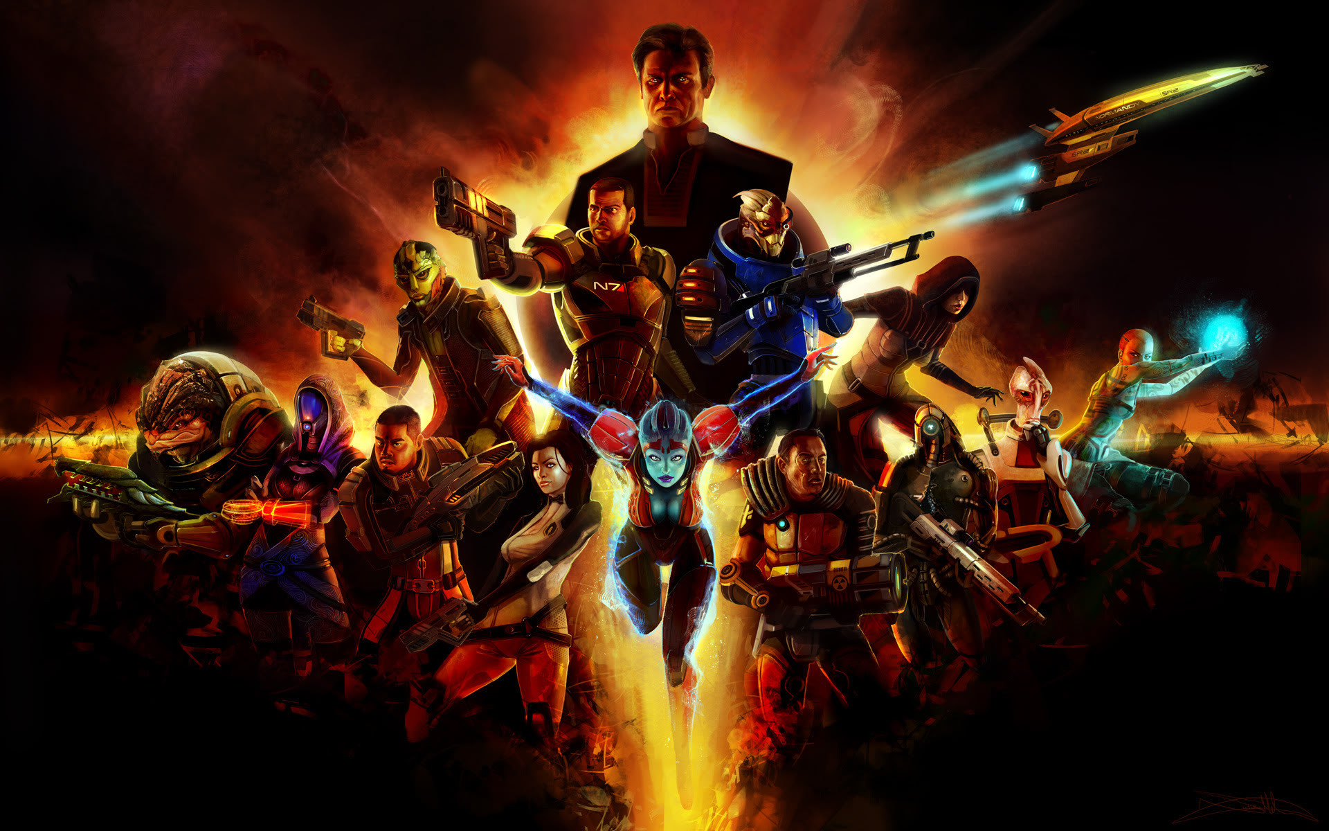 Mass Effect 2, Mass Effect, Squadra, Esplosione, 1920x1200, immagine di sfondo