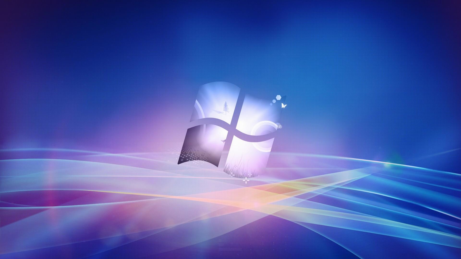Logo Windows, Onde luminose, Viola, Arte digitale, Full HD, sfondo desktop