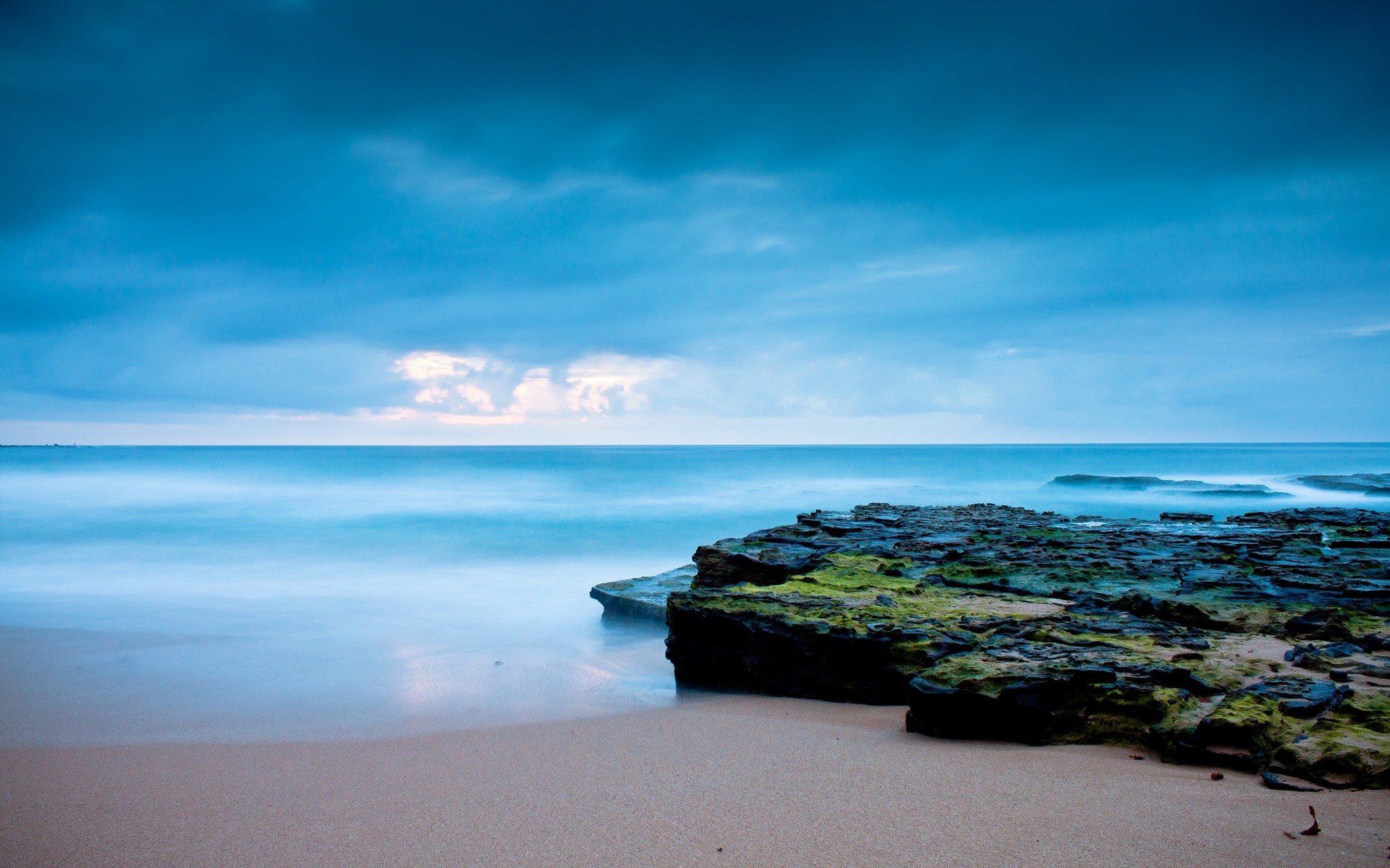 Spiaggia, Rocce, Mare, Lunga esposizione, sfondo Android