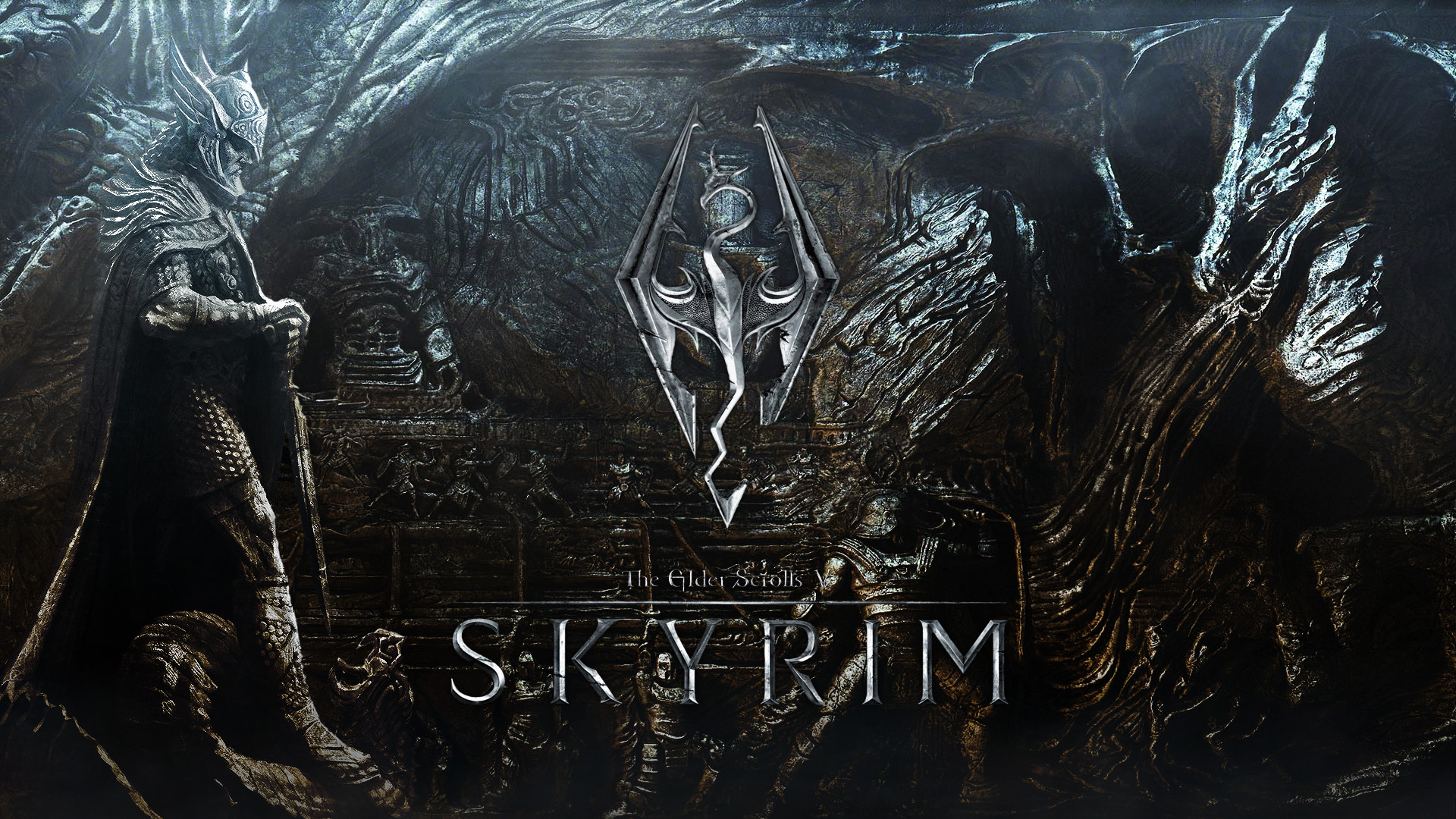 Simbolo di Skyrim, The Elder Scrolls V: Skyrim, Logo, Bassorilievo, sfondo Full HD per portatile