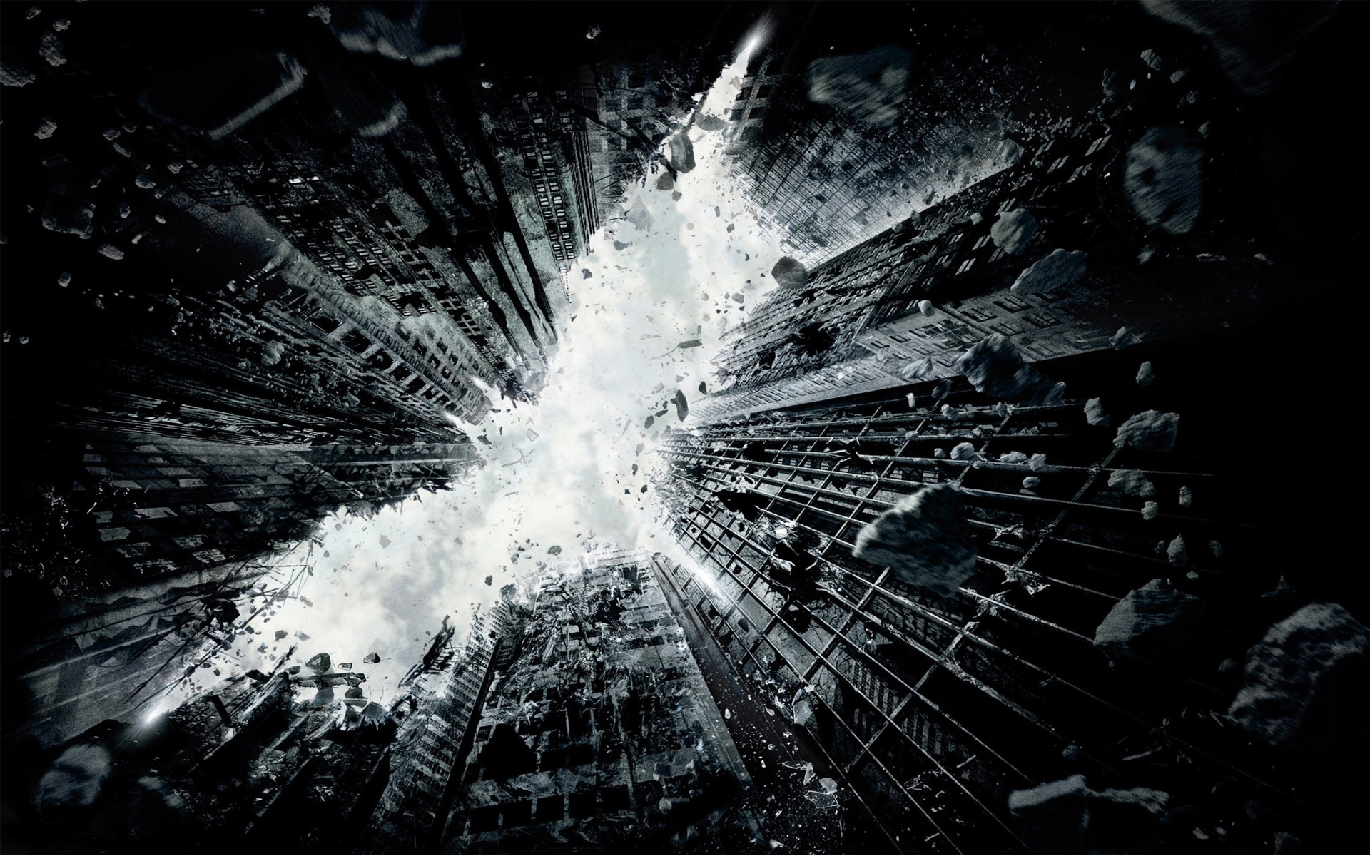 Il cavaliere oscuro - Il ritorno, Logo di Batman, Grattacieli, Crollo, wallpaper Windows 11