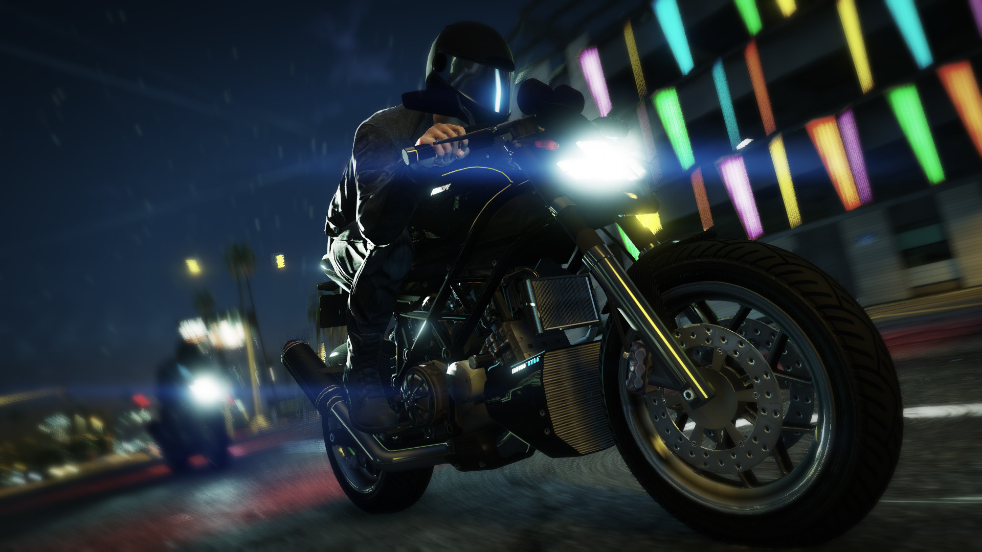 Grand Theft Auto V, Moto, Notte, Inseguimento, 16:9 Full HD, sfondo widescreen