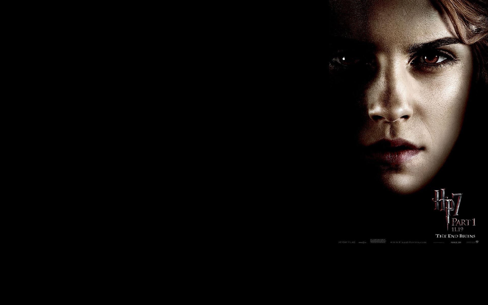 Hermione Granger, Emma Watson, Harry Potter e i Doni della Morte, Primo piano, Sfondo nero, wallpaper Full HD