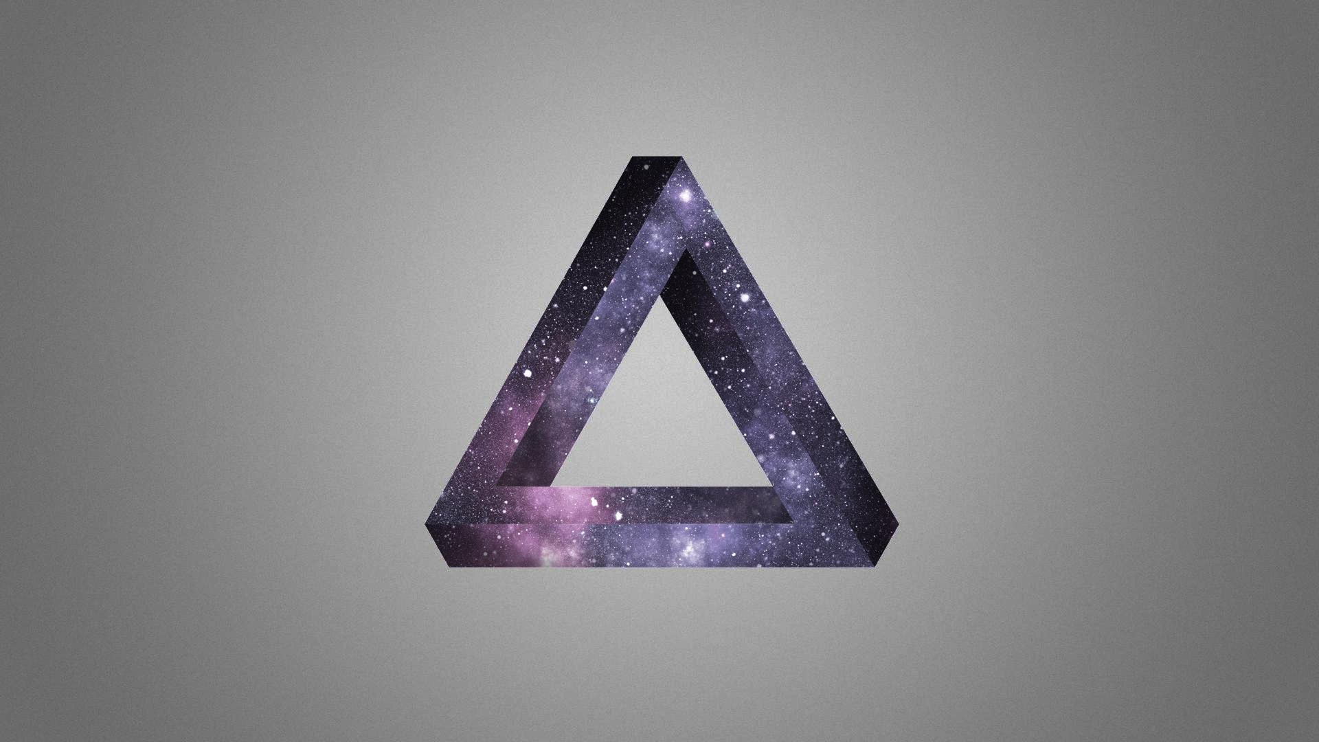 Triangolo di Penrose, Galassia, Sfondo grigio, 1920x1080, wallpaper desktop