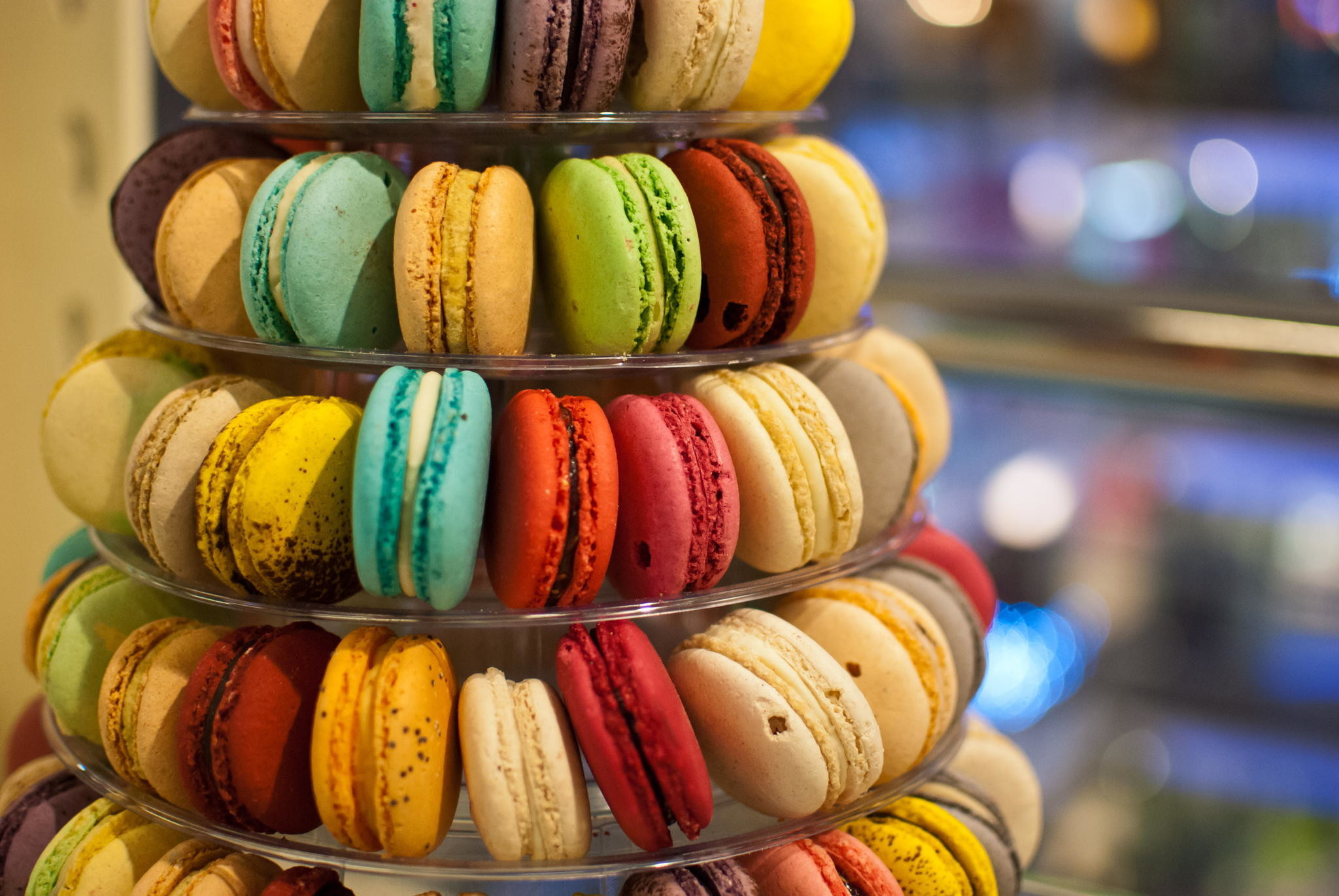 Torre di macarons, Colorati, Pasticceria, Full HD, sfondo Windows 11