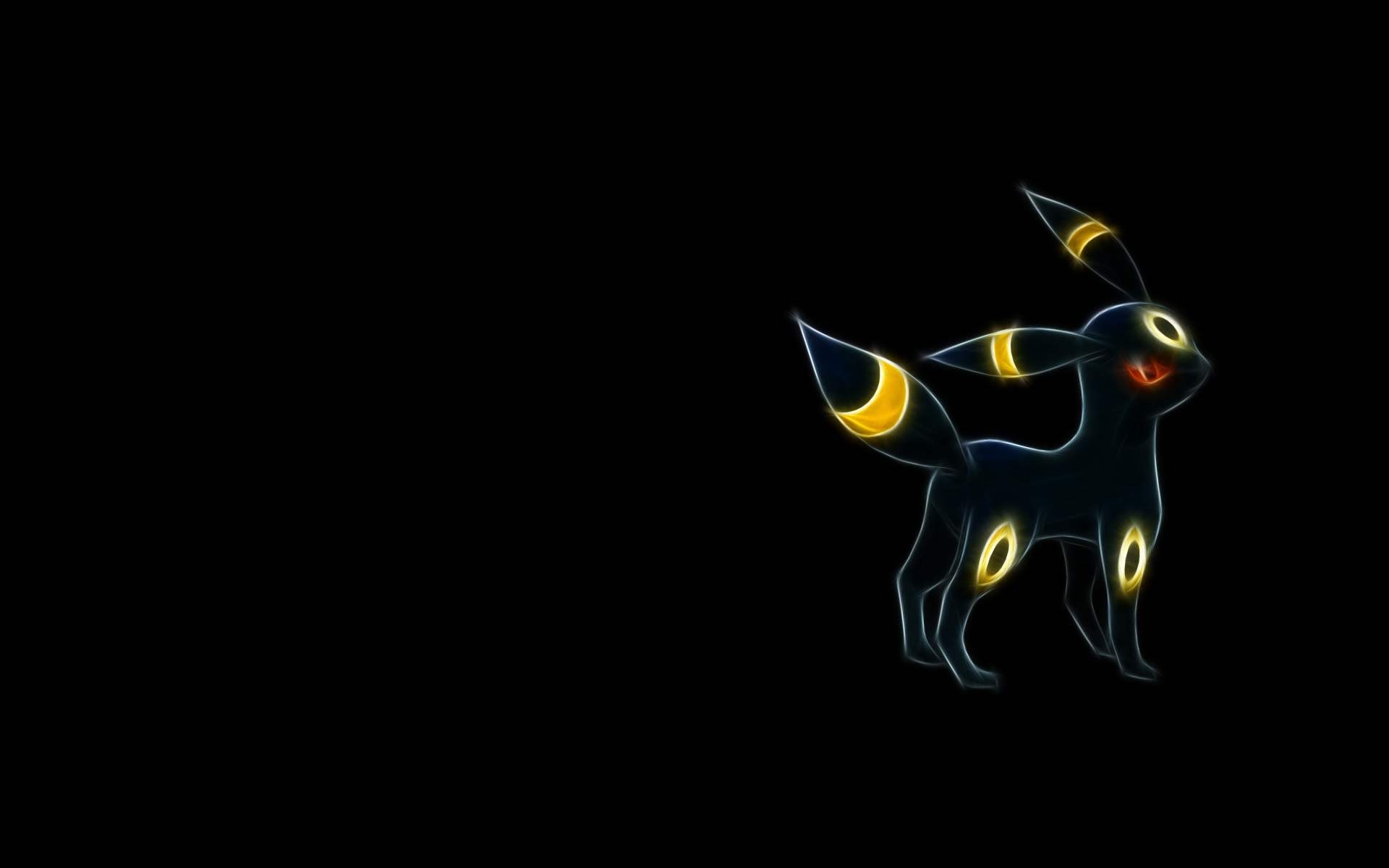 Umbreon, Pokémon, Sfondo nero, Minimalista, Full HD, wallpaper per PC