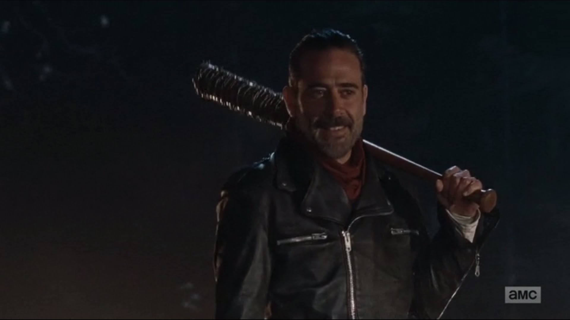 Negan, Jeffrey Dean Morgan, The Walking Dead, Lucille, Notte, 16:9 Full HD, sfondo widescreen