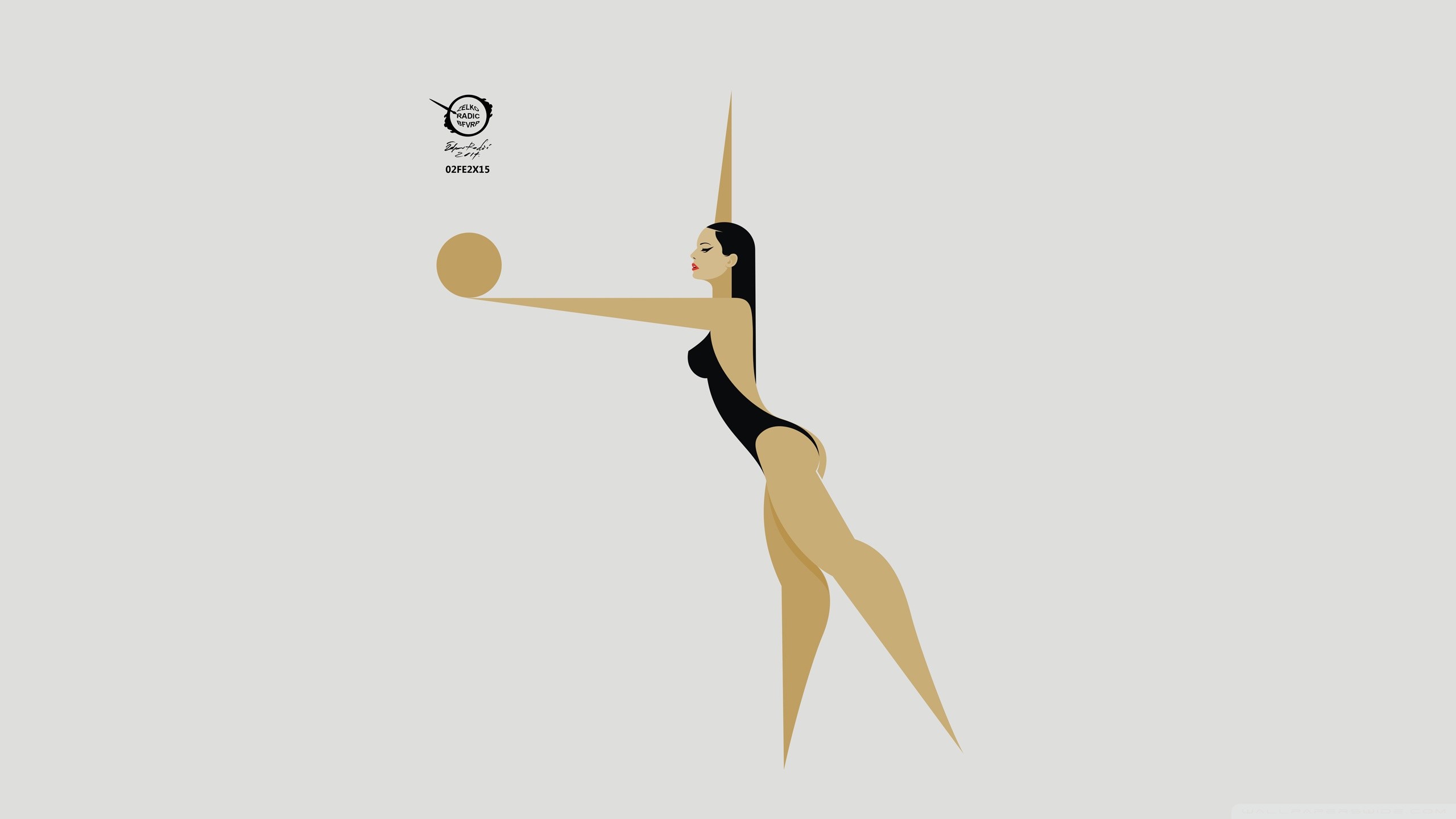 Pallavolo, Minimalista, Illustrazione, Sfondo grigio, 2560x1440, wallpaper desktop
