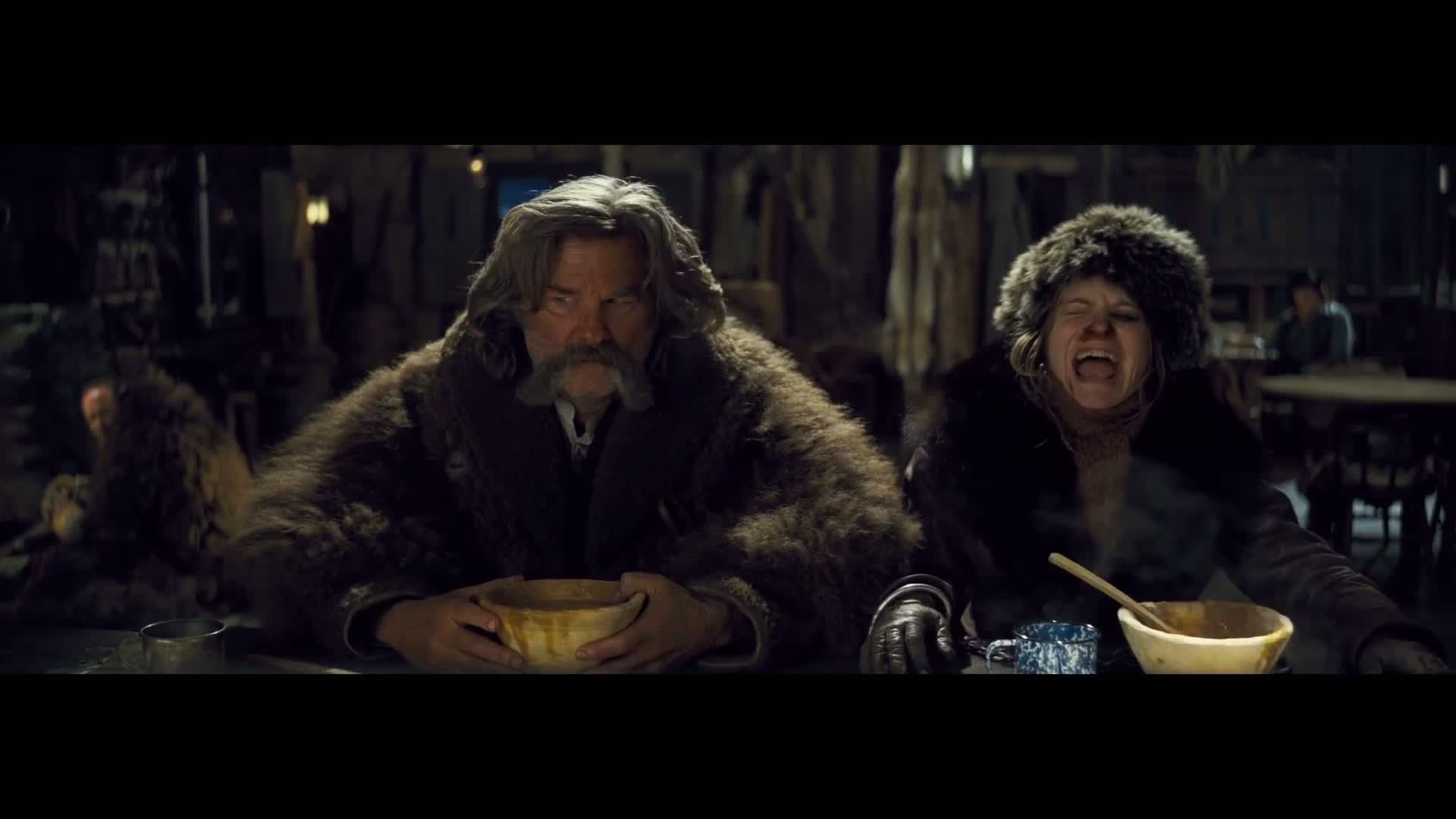 The Hateful Eight, Kurt Russell, Jennifer Jason Leigh, Inquadratura del film, immagine di sfondo